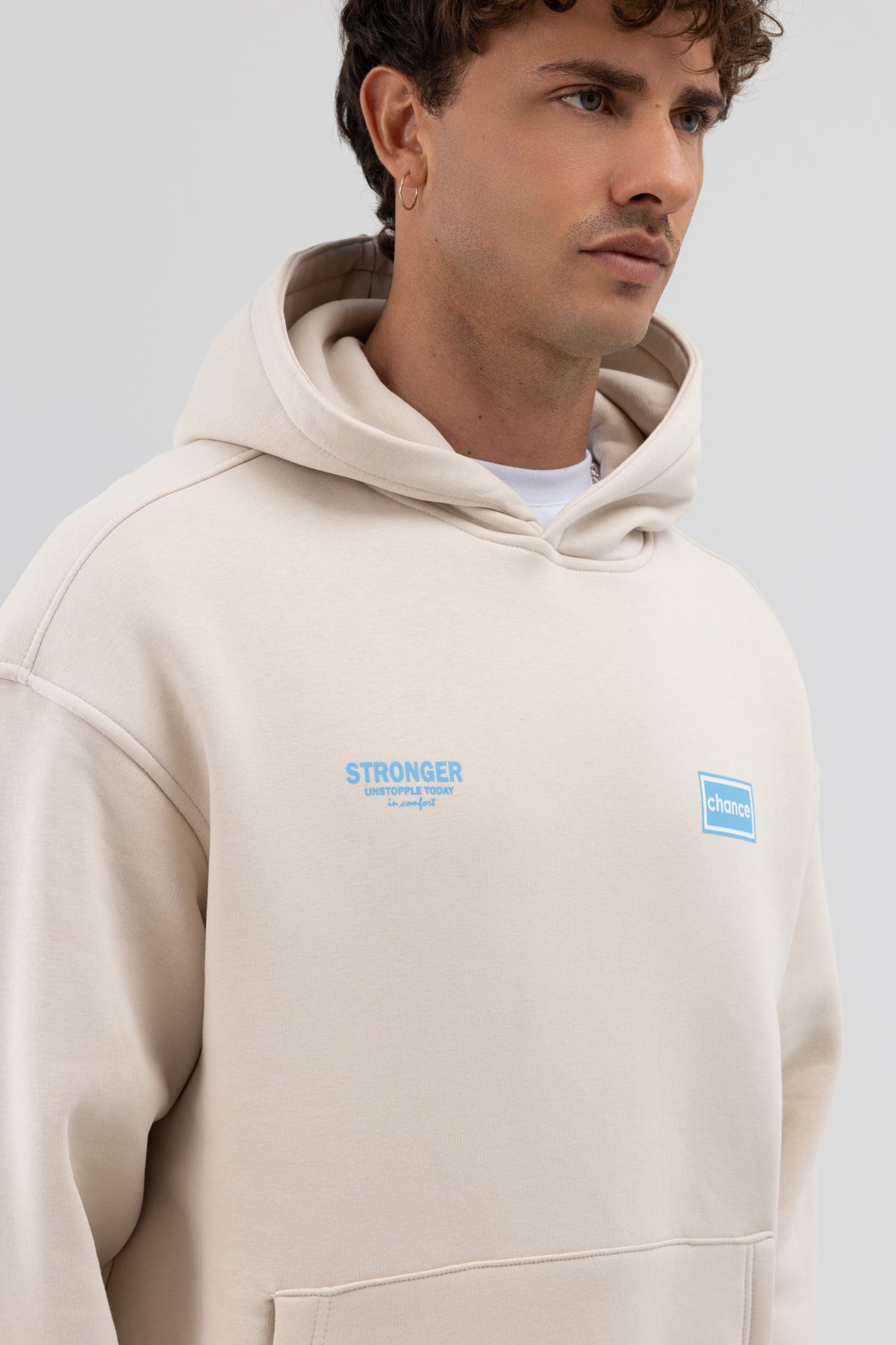 Oversize Arka Baskılı Sweatshirt Taş