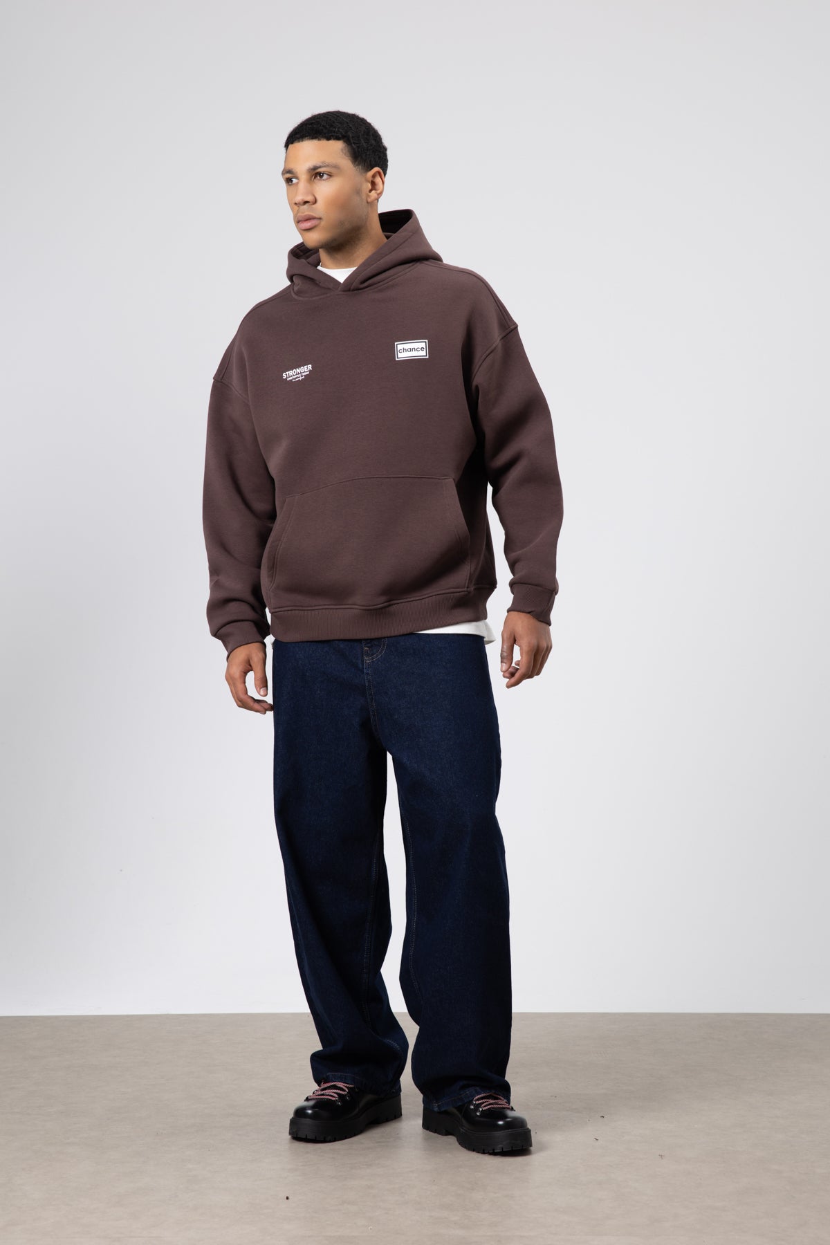 Oversize Arka Baskılı Sweatshirt Kahve
