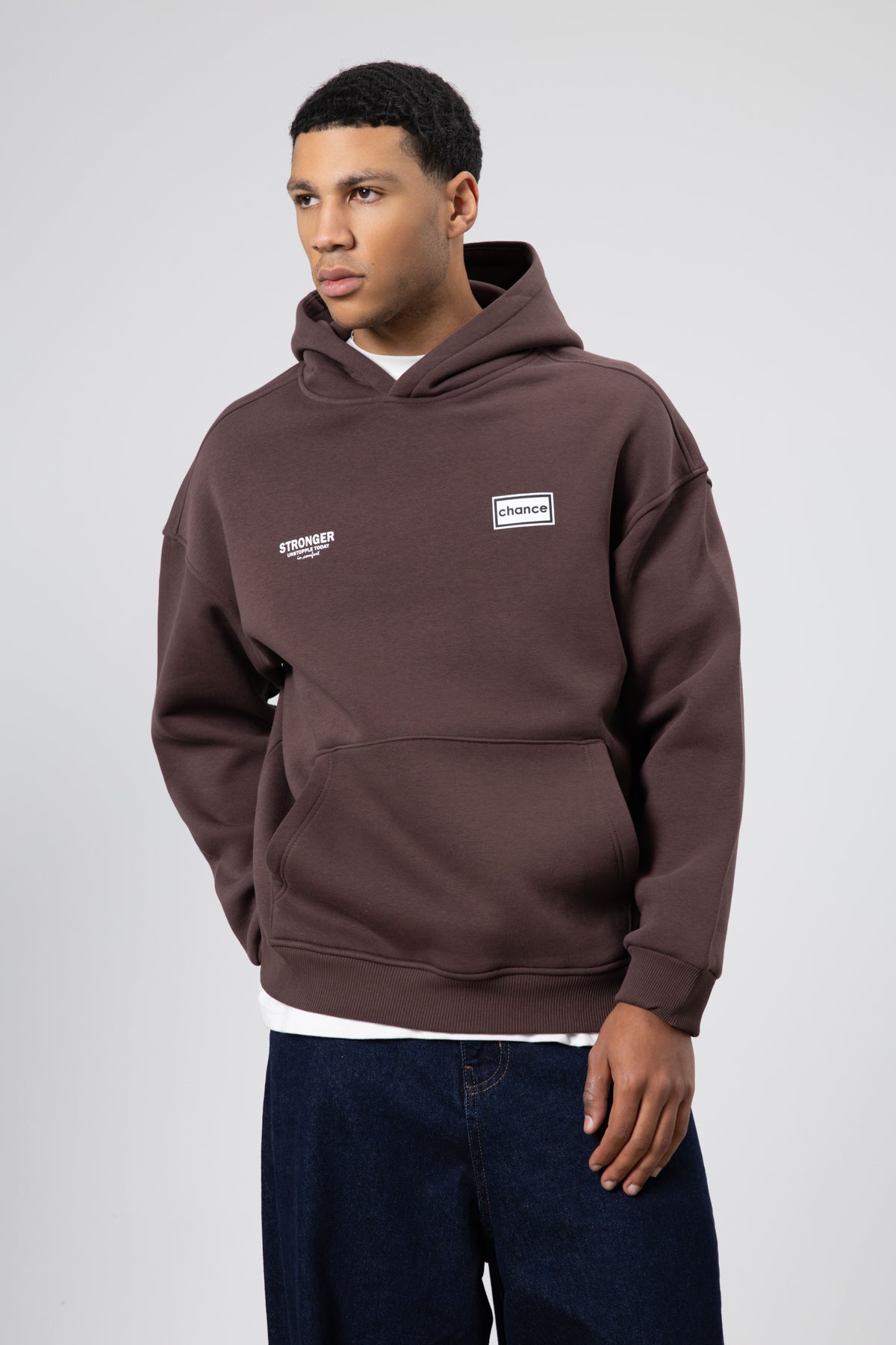 Oversize Arka Baskılı Sweatshirt Kahve