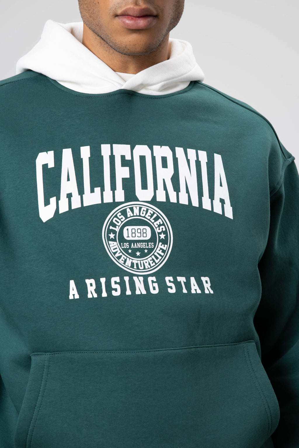 Çift Renk Baskılı Oversize Sweatshirt Nefti