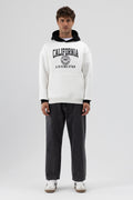 Çift Renk Baskılı Oversize Sweatshirt Ekru