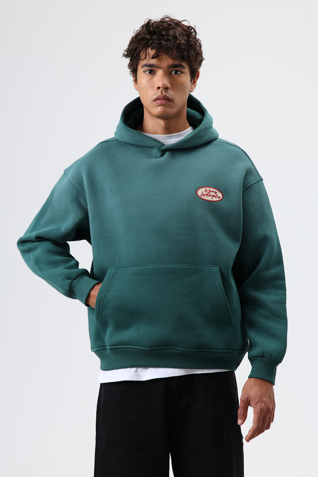 Oversize Baskılı Kapüşonlu Sweatshirt Nefti