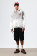Oversize Baskılı Kapüşonlu Sweatshirt Ekru