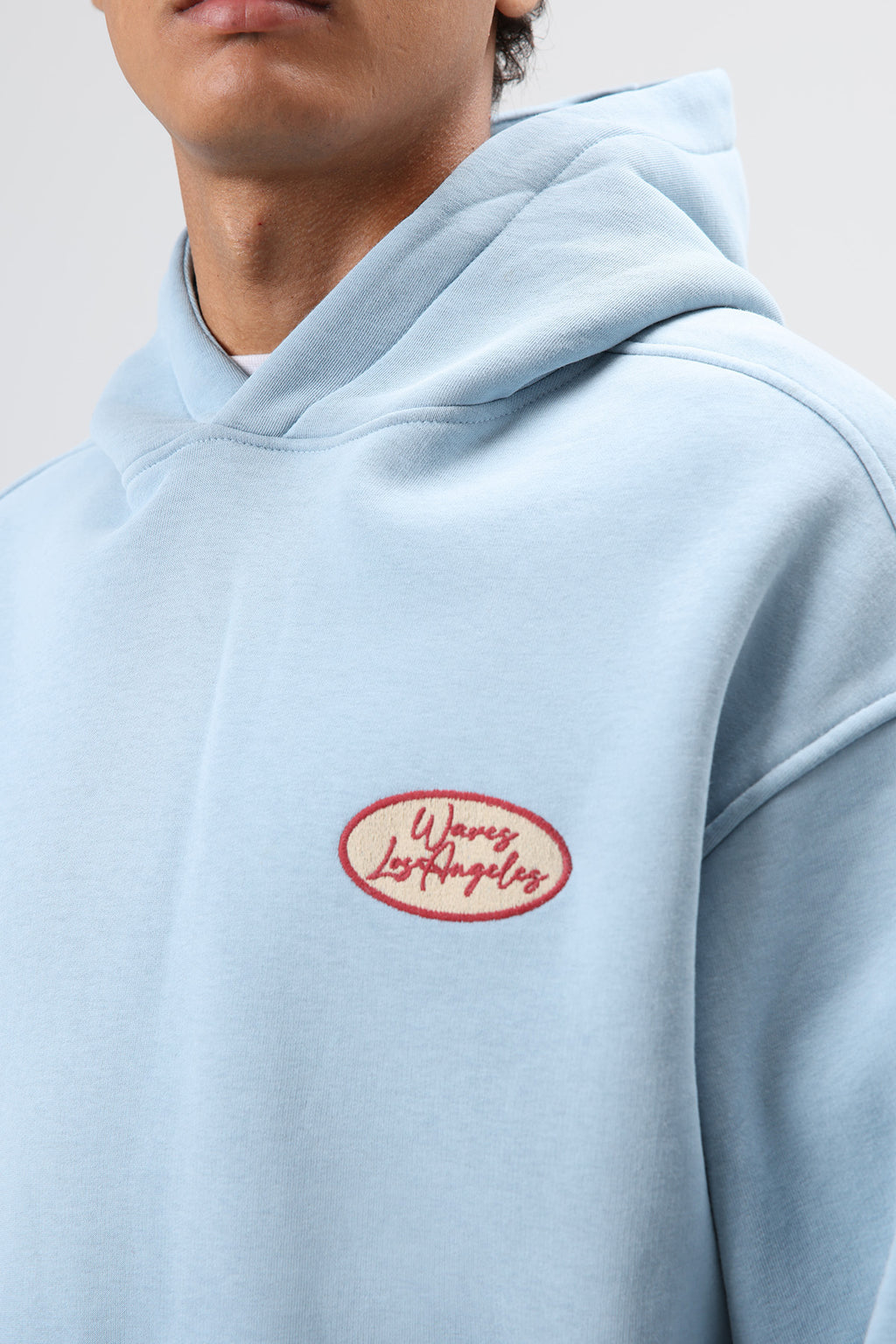 Oversize Baskılı Kapüşonlu Sweatshirt Koyu Mavi