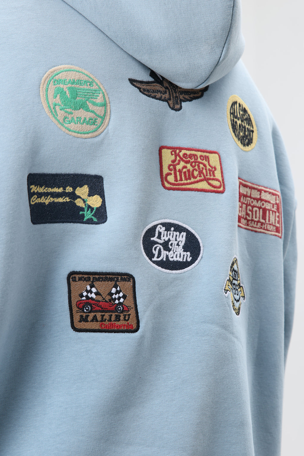 Oversize Baskılı Kapüşonlu Sweatshirt Koyu Mavi