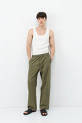 Bel Lastikli Baggy Fit Keten Pantolon Haki