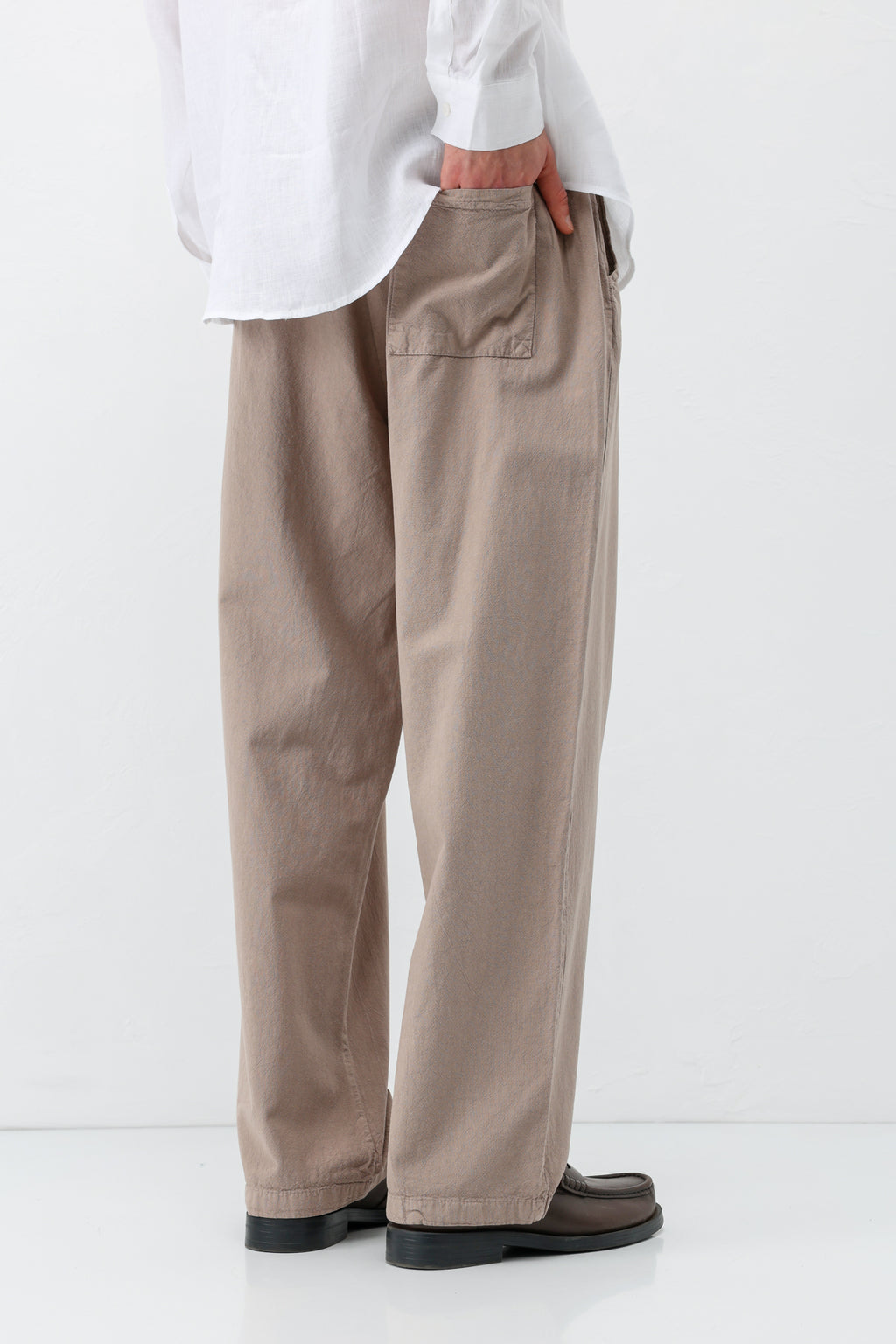Bel Lastikli Baggy Fit Keten Pantolon Vizon