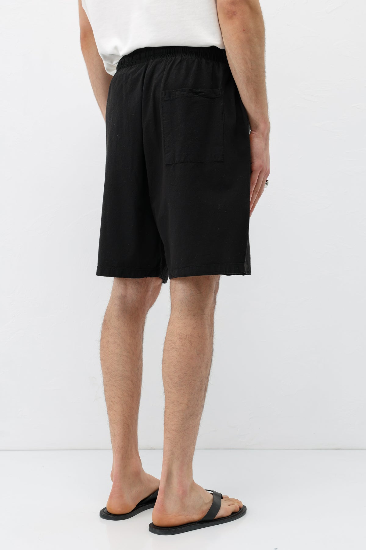 Oversize Keten Şort Siyah