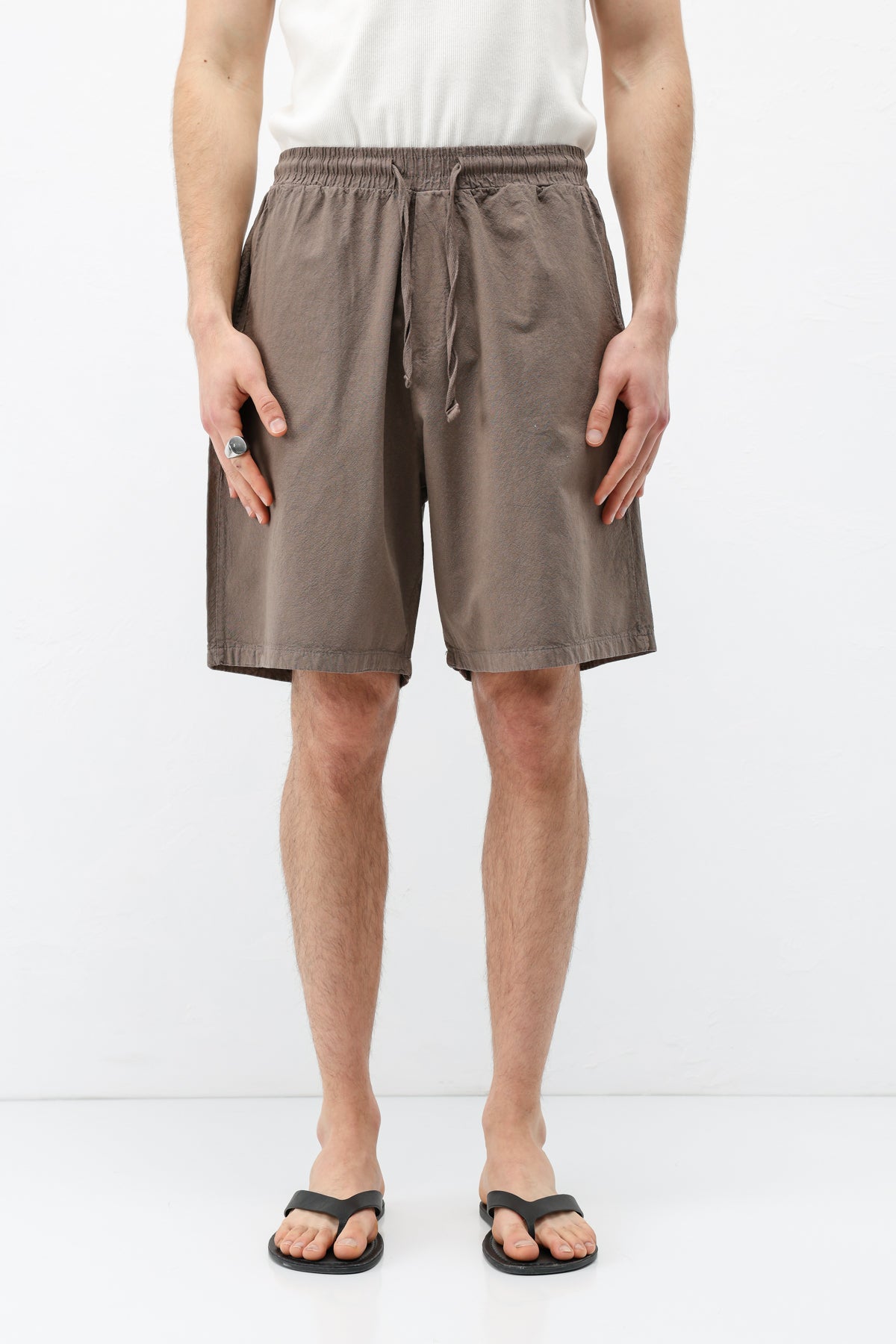 Oversize Keten Şort Vizon