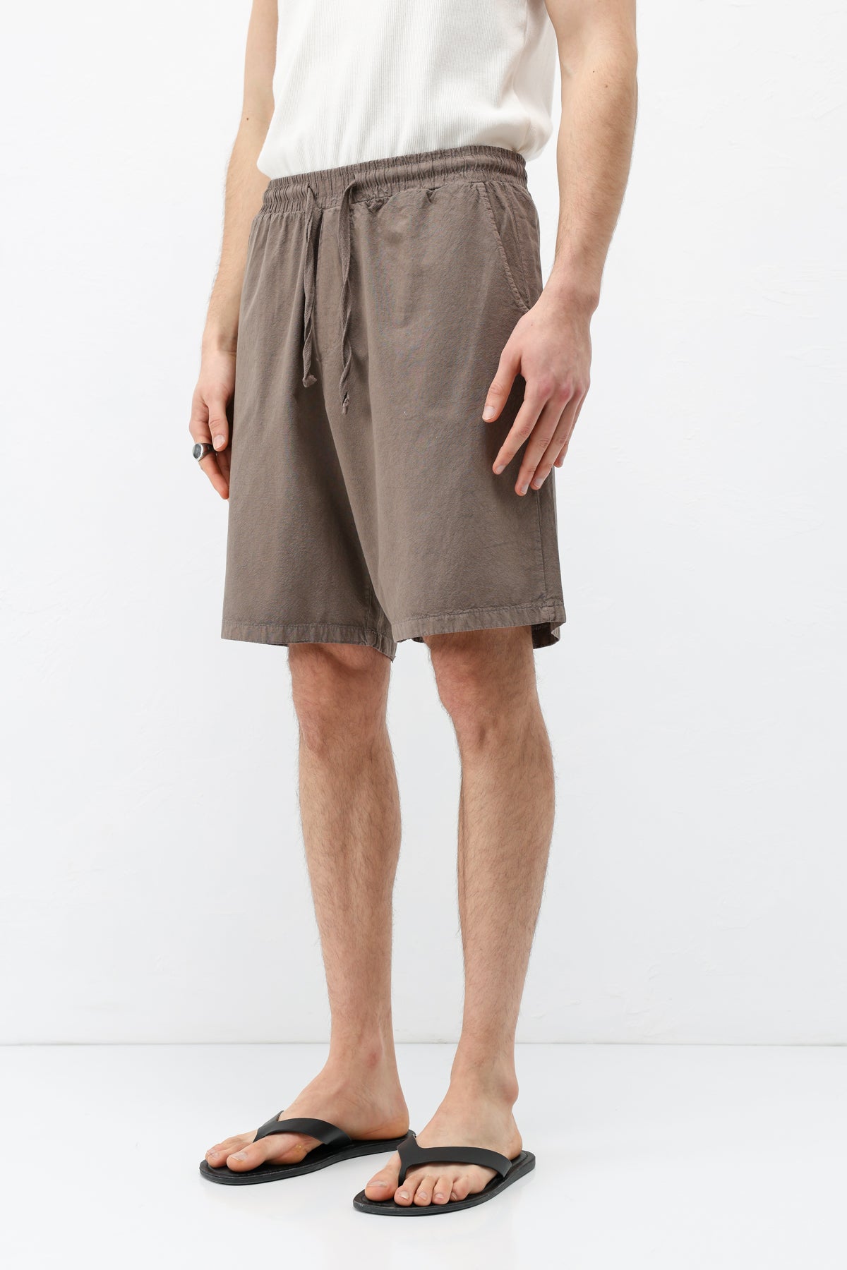 Oversize Keten Şort Vizon