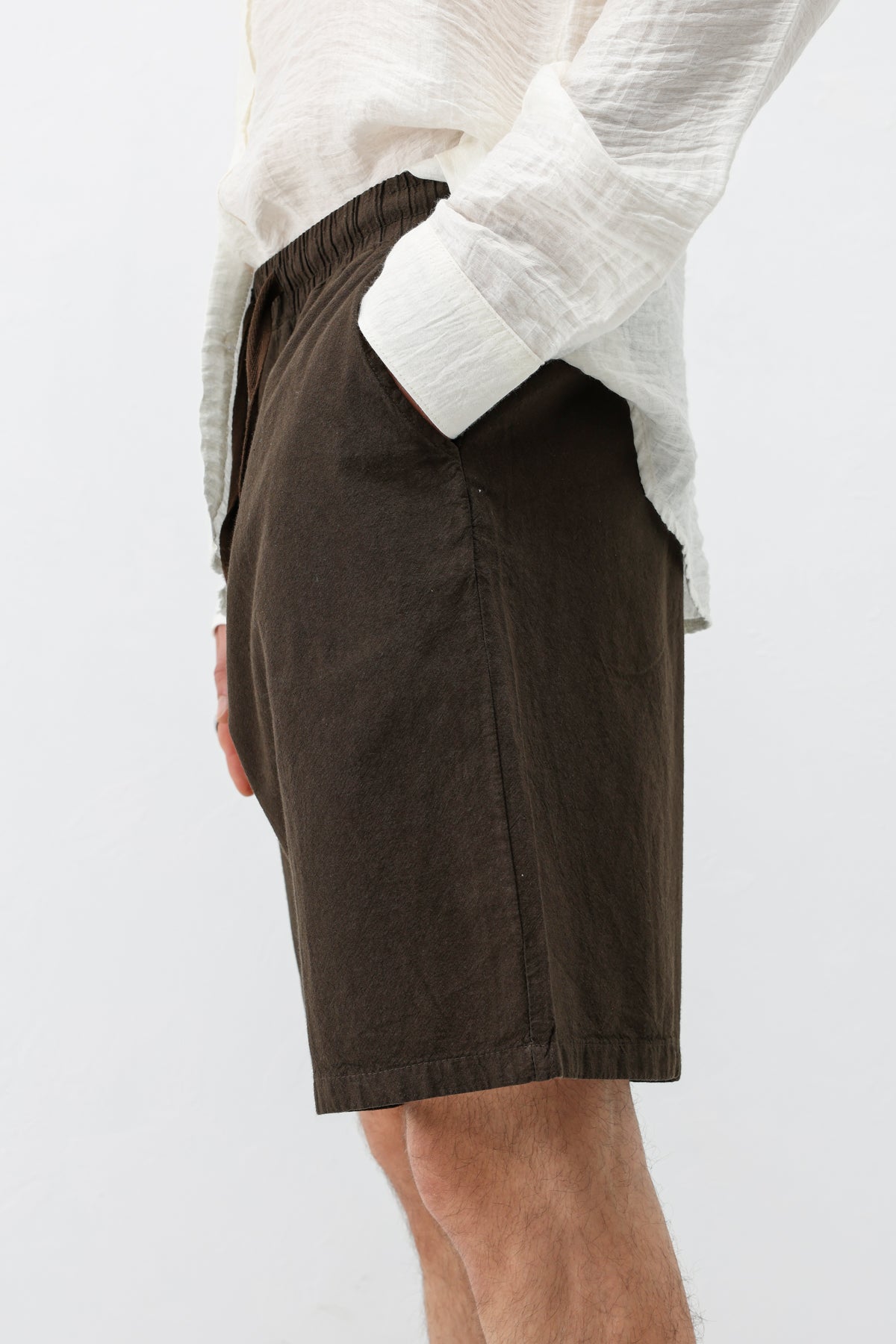 Oversize Keten Şort Kahve