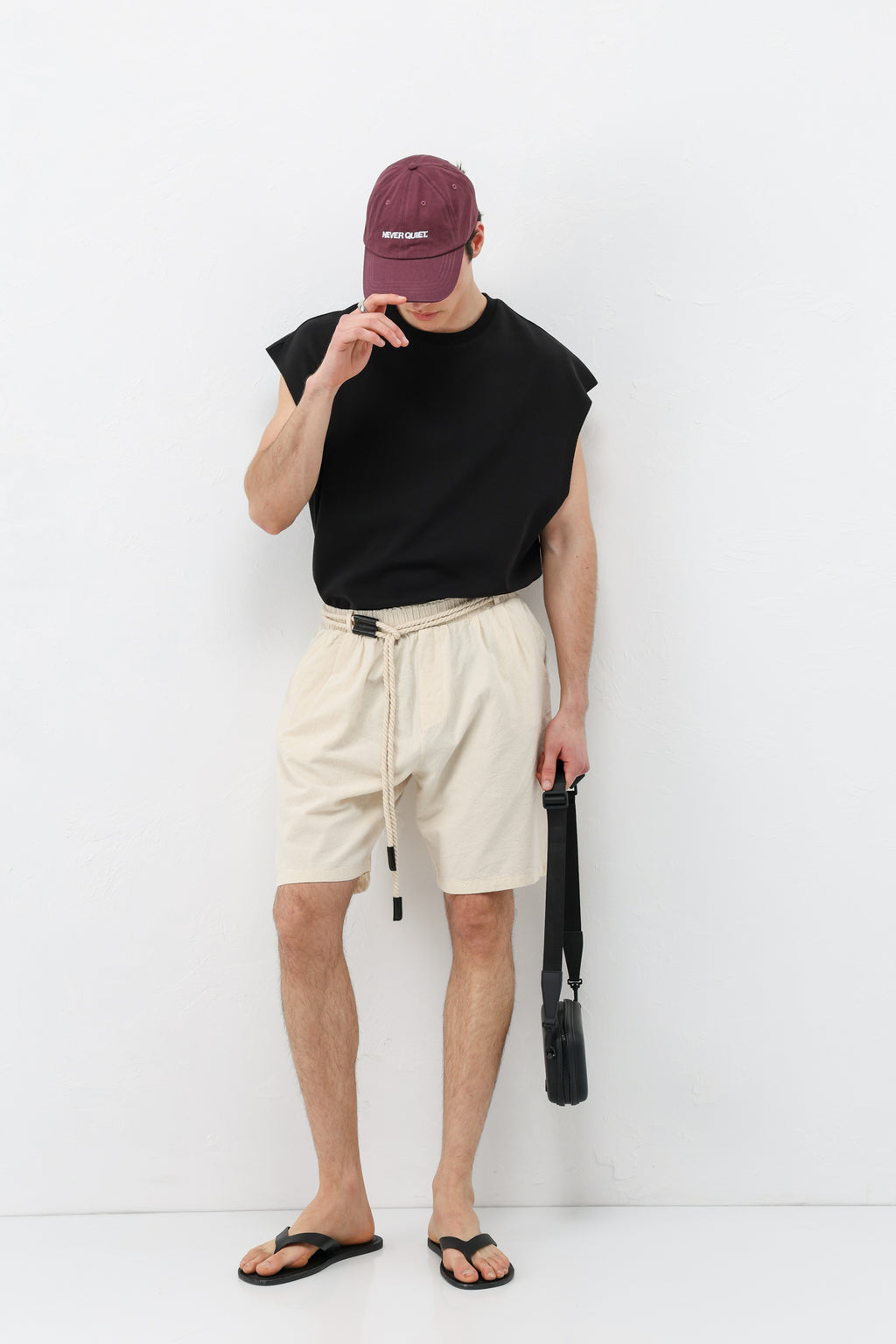 Kemerli Oversize Keten Şort Natural