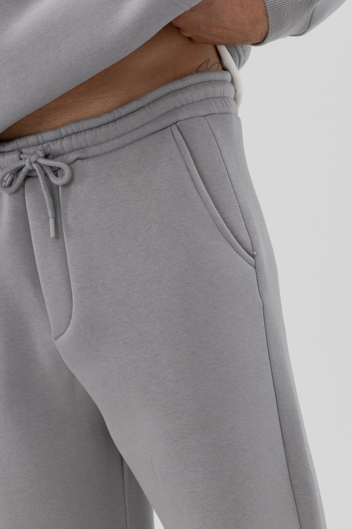 Basic Paça Lastikli Eşofman Alt Gri