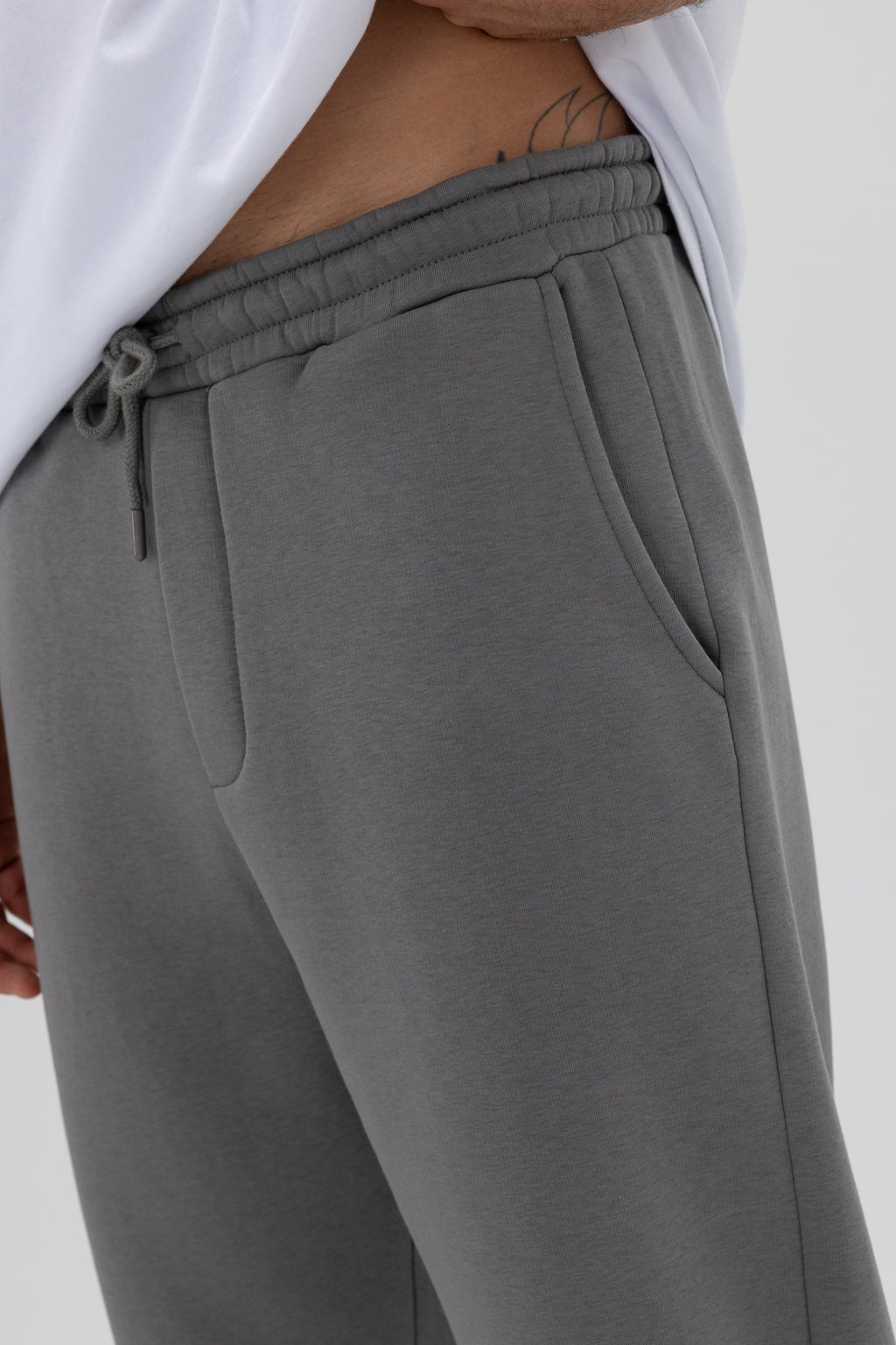 Basic Paça Lastikli Eşofman Alt Füme