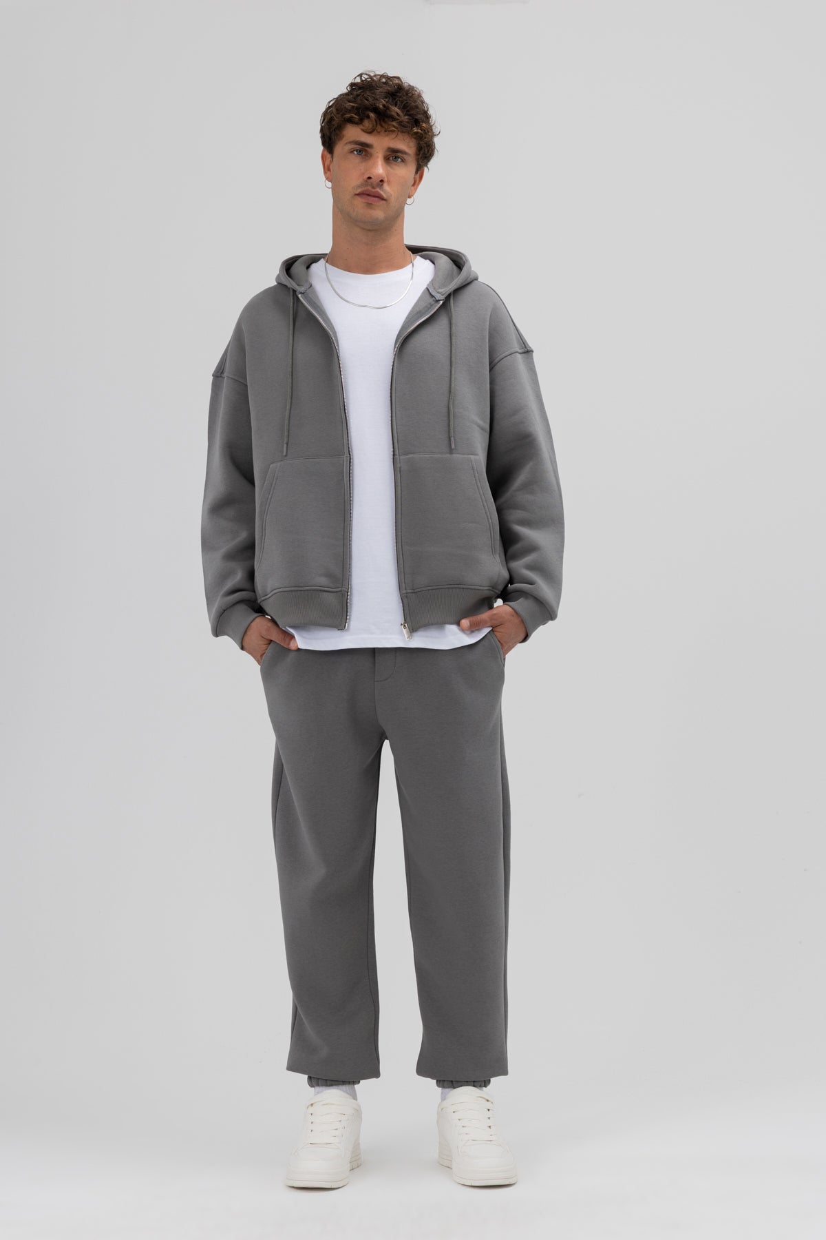 Basic Paça Lastikli Eşofman Alt Füme