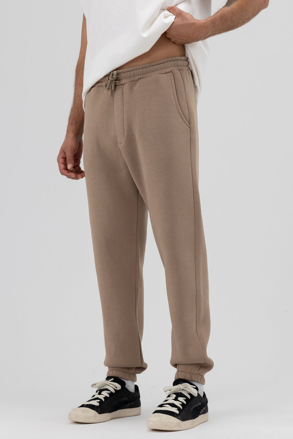 Basic Paça Lastikli Eşofman Alt Vizon