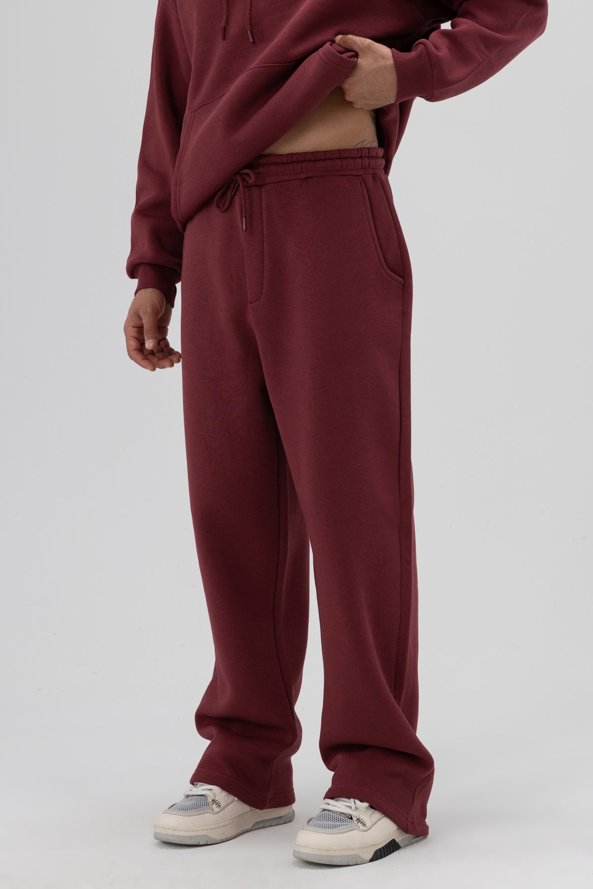 Basic Baggy Eşofman Alt Bordo