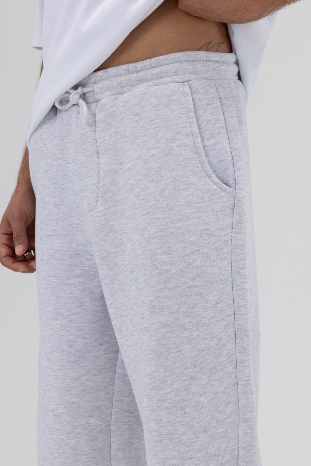 Basic Baggy Eşofman Alt Kar Melanj