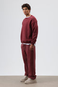 Yıkamalı Baggy Eşofman Alt Bordo