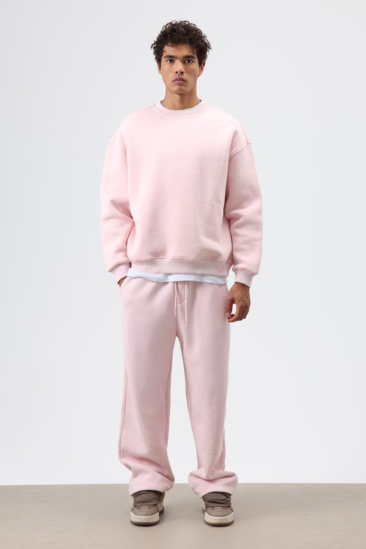 Yıkamalı Baggy Eşofman Alt Pembe