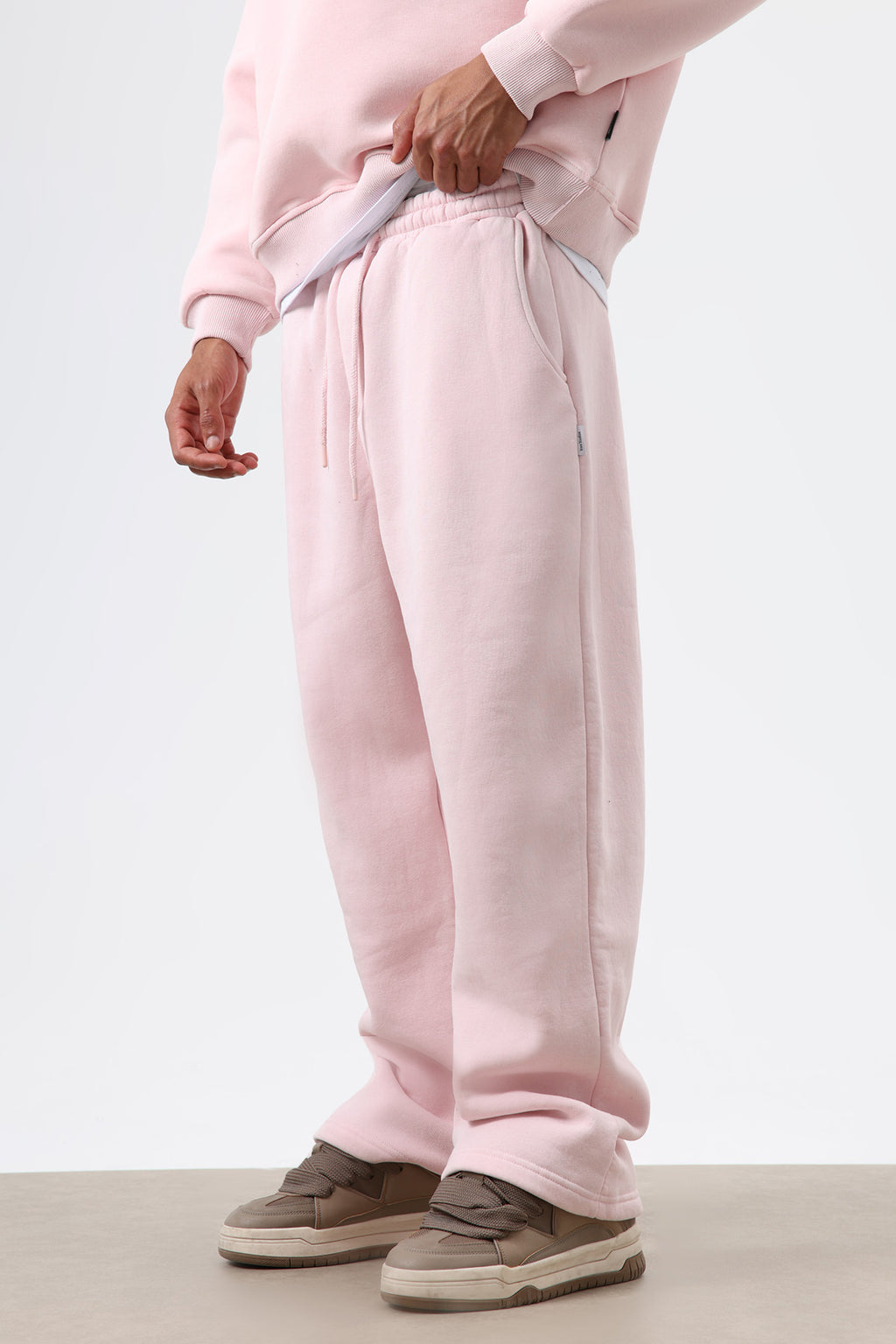 Yıkamalı Baggy Eşofman Alt Pembe