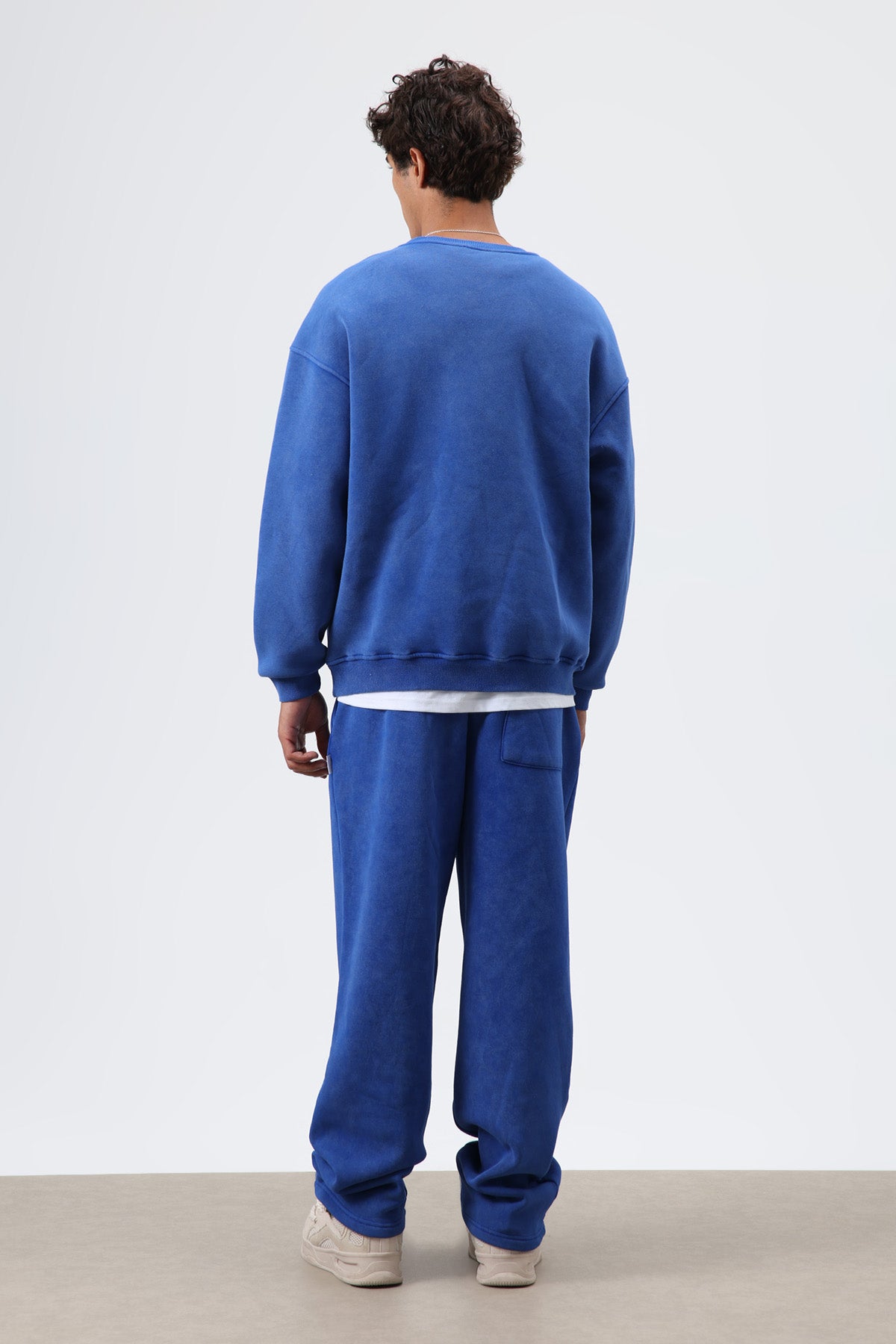 Yıkamalı Baggy Eşofman Alt Saks