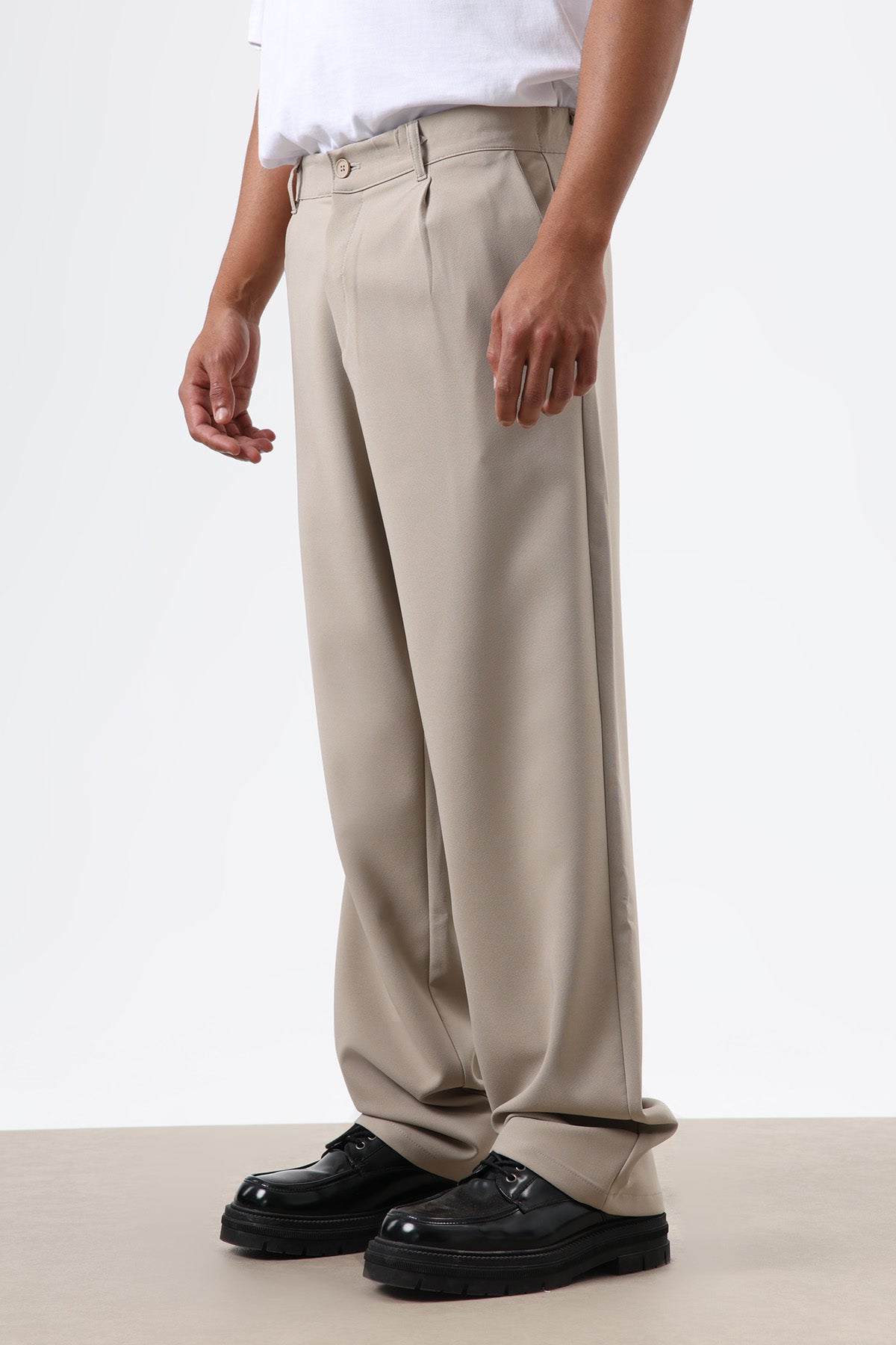 Baggy Fit Kumaş Pantolon Bej