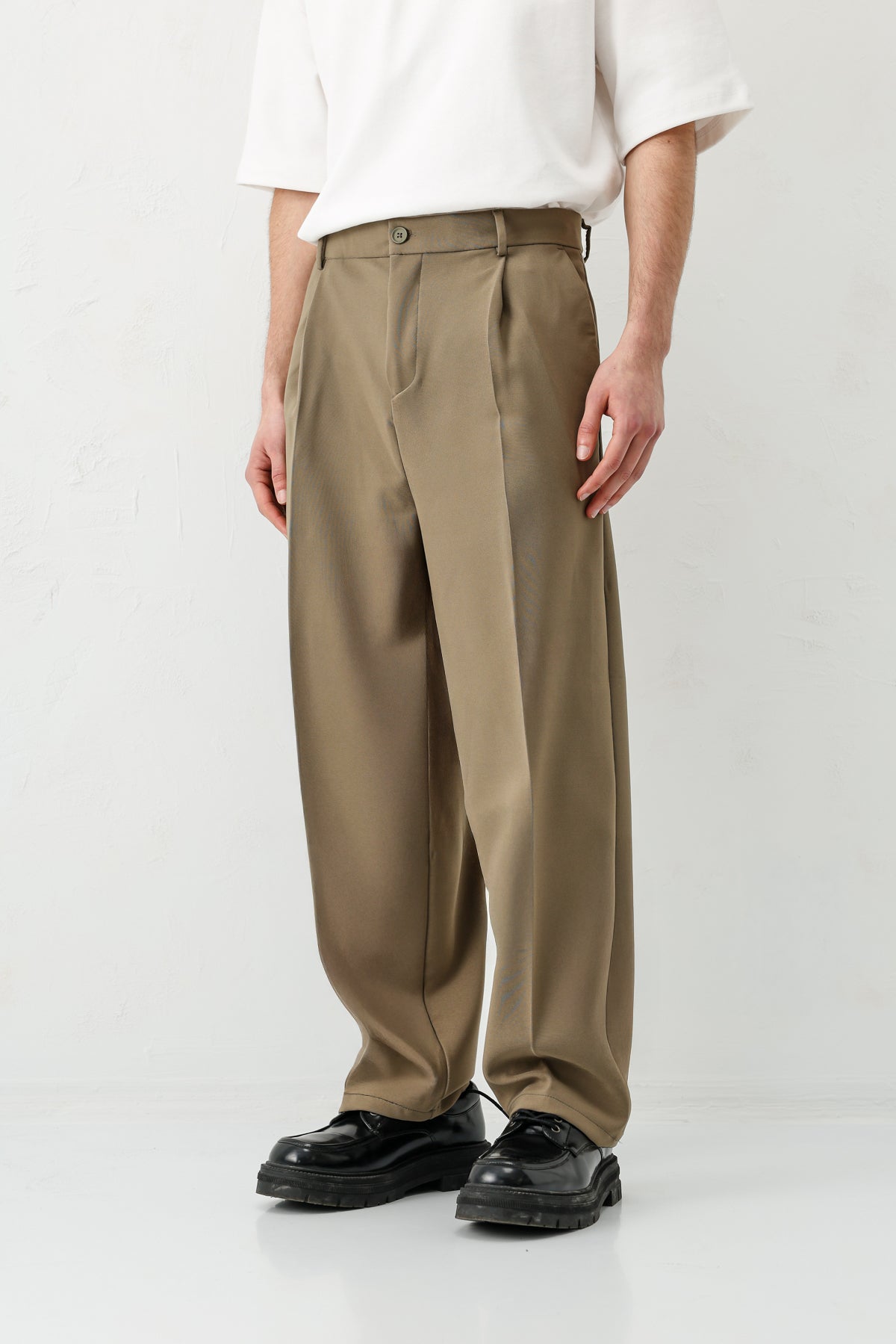 Baggy Fit Pilili Pantolon Haki