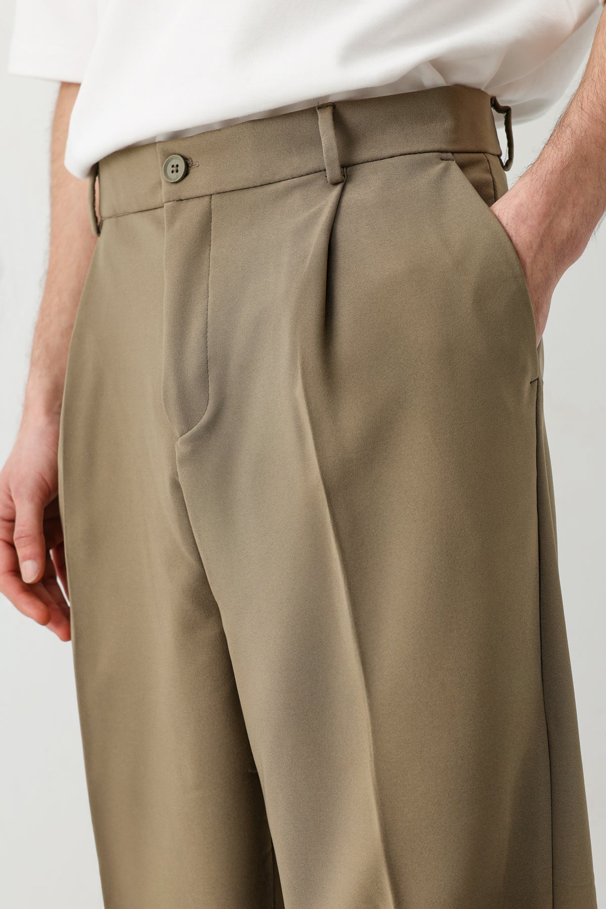 Baggy Fit Pilili Pantolon Haki