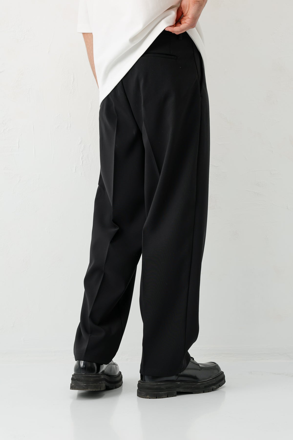 Baggy Fit Pilili Pantolon Siyah