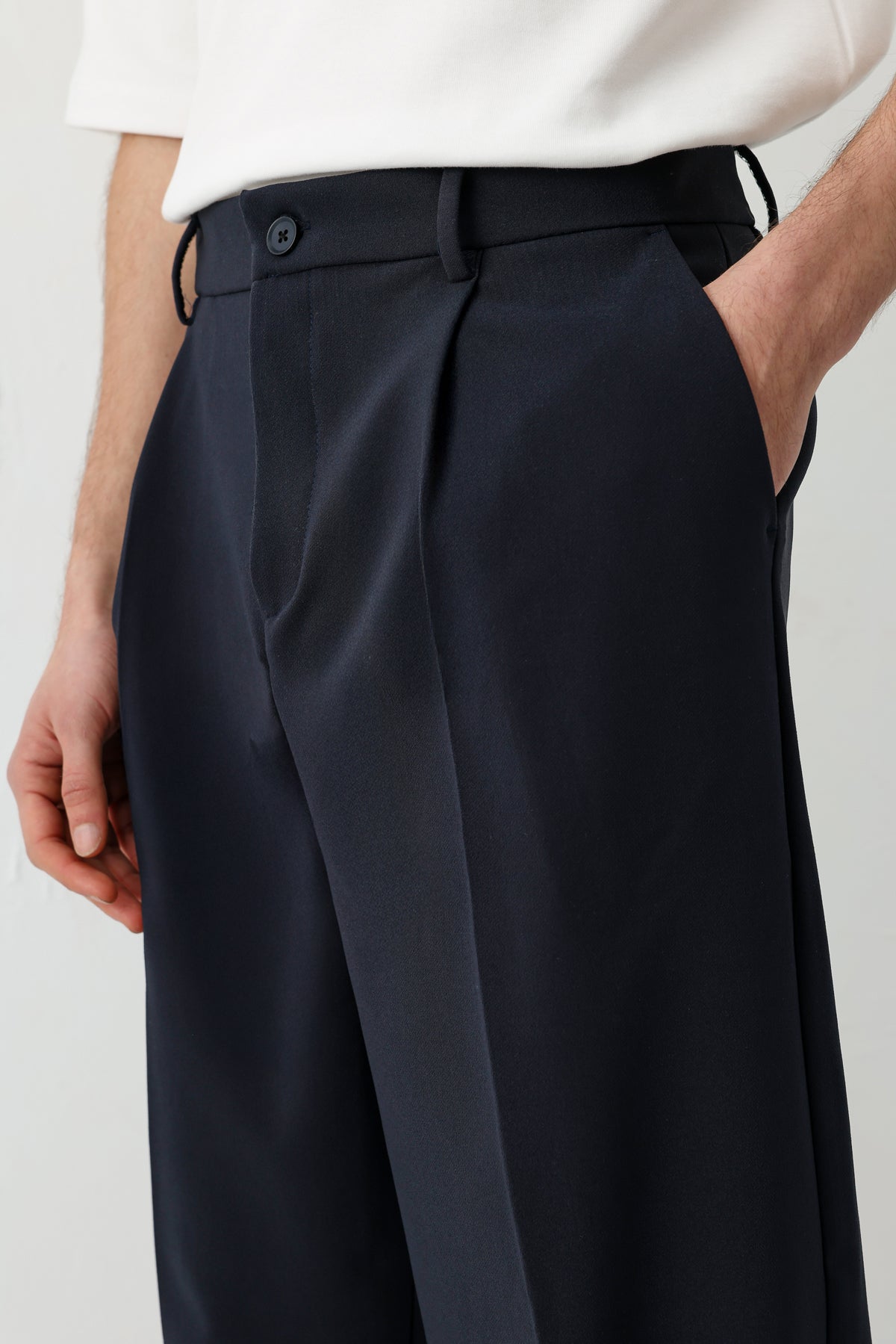 Baggy Fit Pilili Pantolon Lacivert