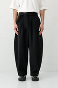 Barrel Fit Tailored Fit Kemerli Pantolon Siyah