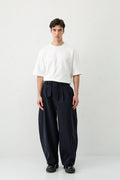 Barrel Fit Tailored Fit Kemerli Pantolon Lacivert