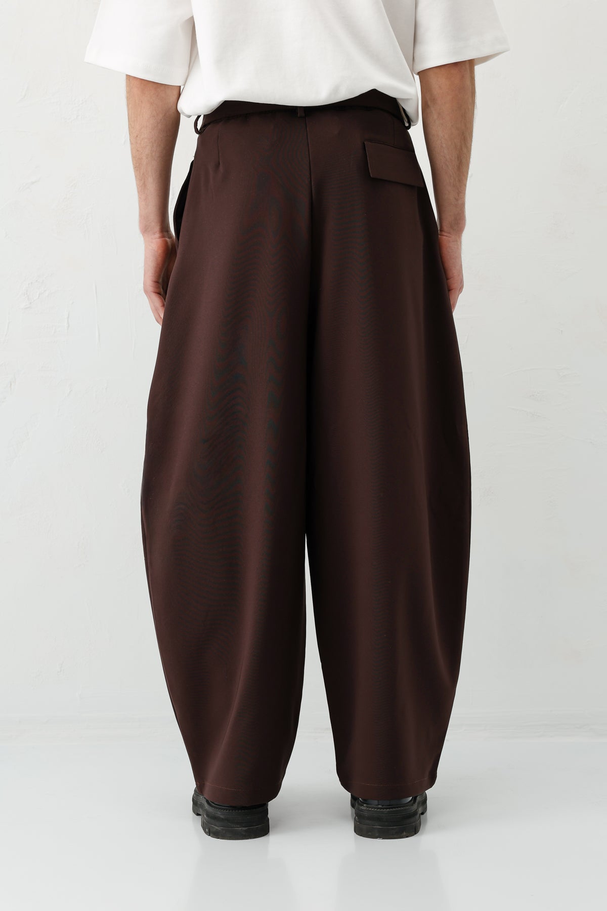 Barrel Fit Tailored Fit Kemerli Pantolon Kahve
