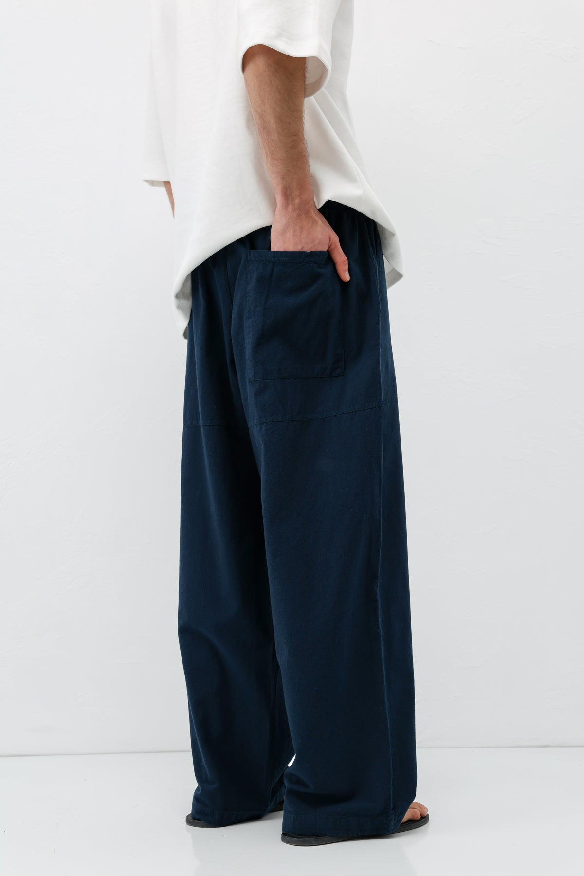 Super Baggy Fit Keten Pantolon Lacivert