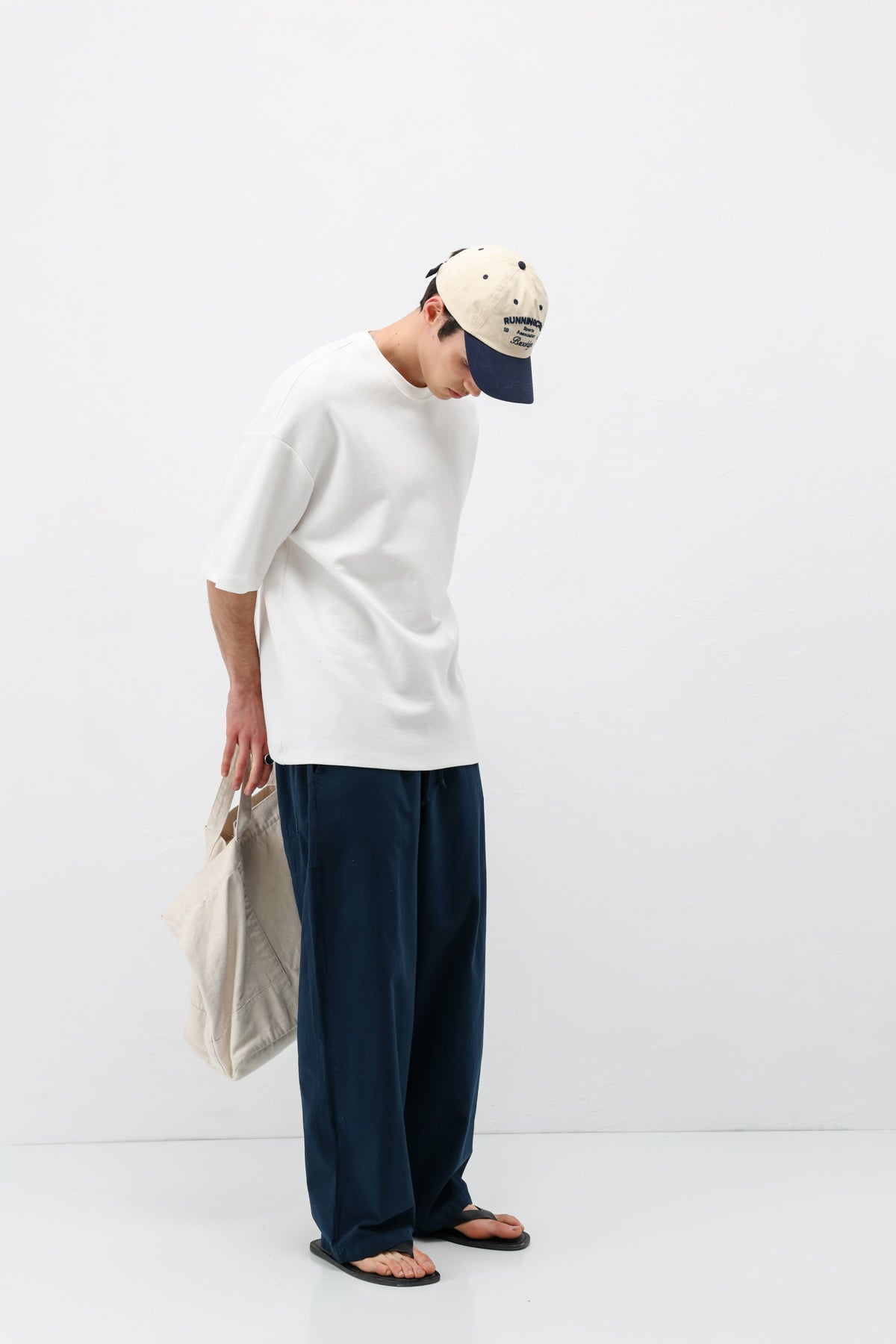 Super Baggy Fit Keten Pantolon Lacivert