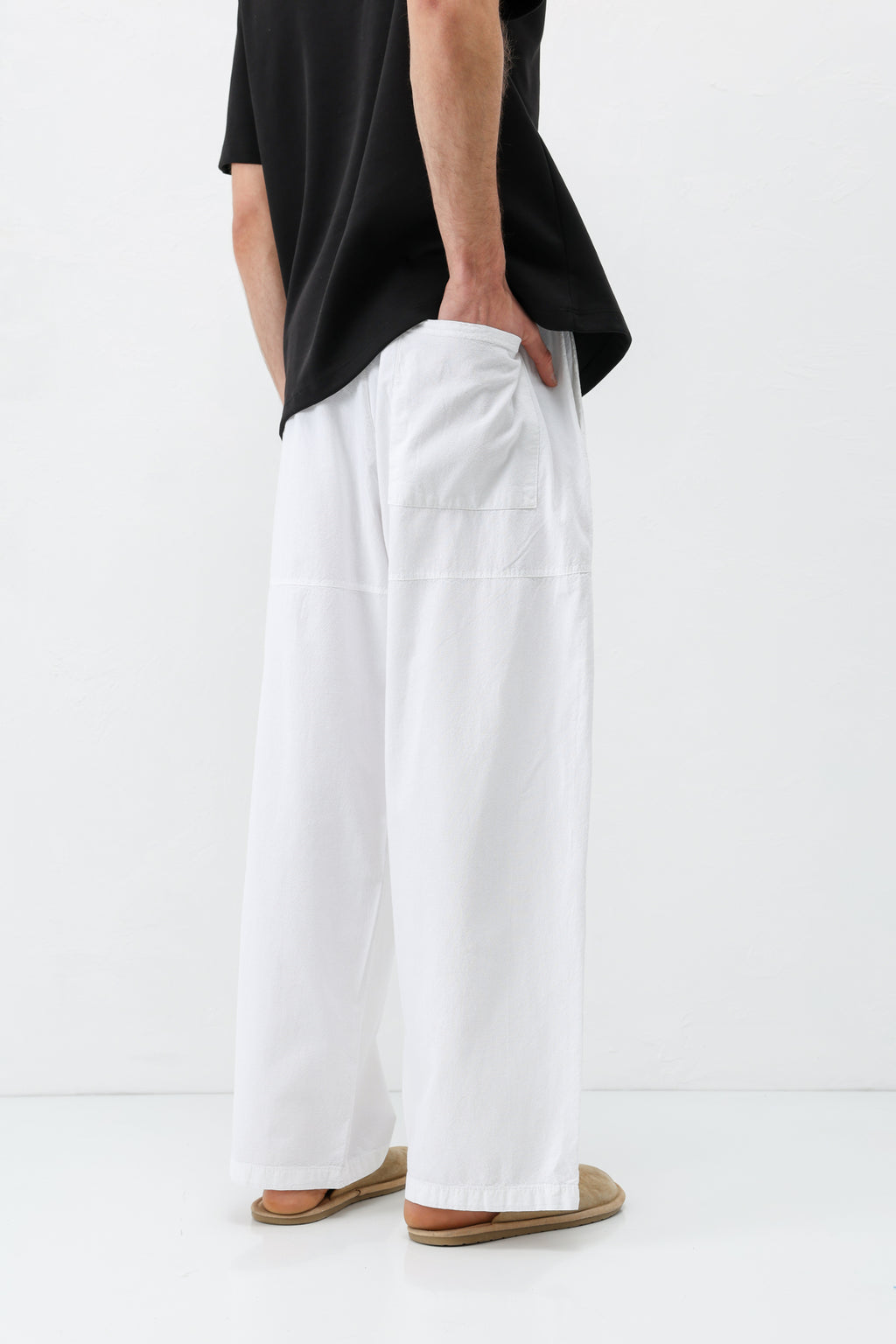 Super Baggy Fit Keten Pantolon Ekru