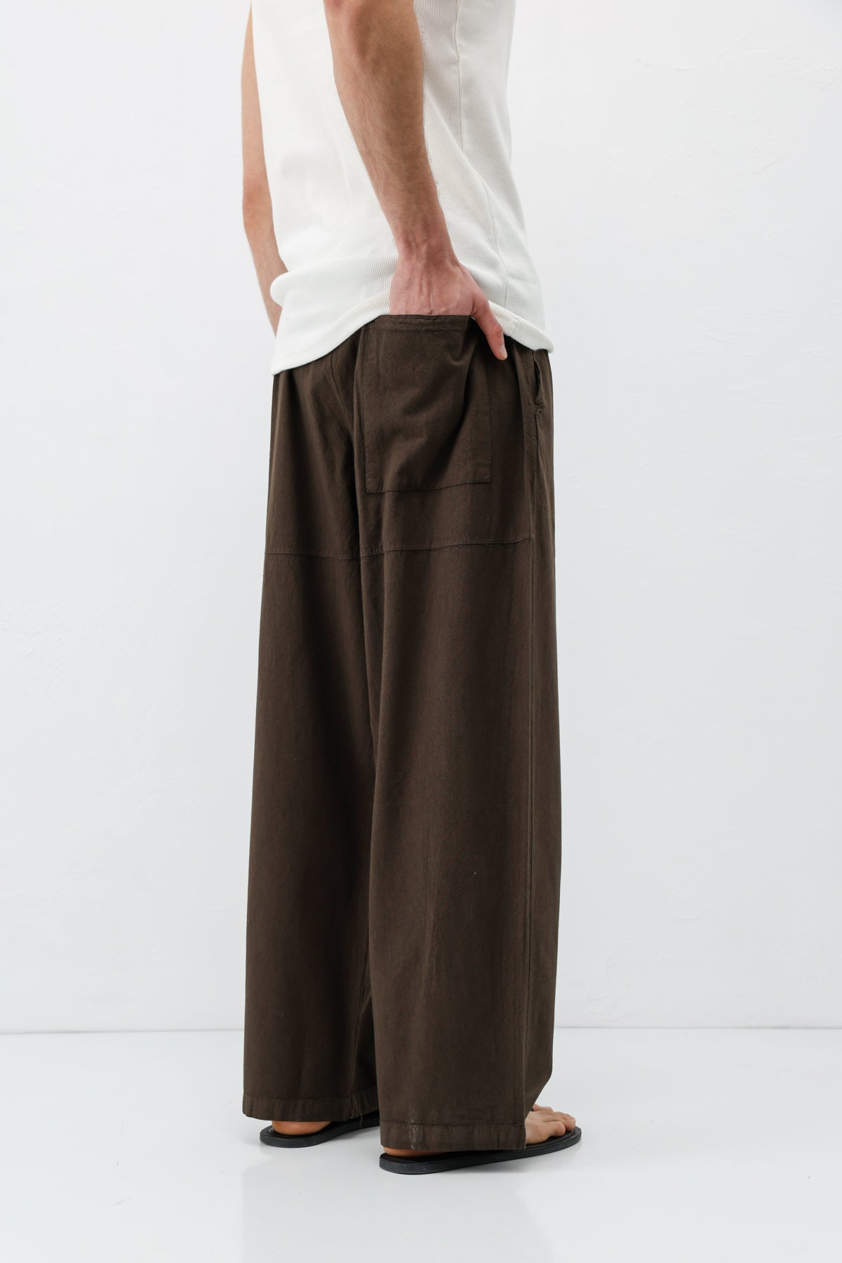 Super Baggy Fit Keten Pantolon Kahve