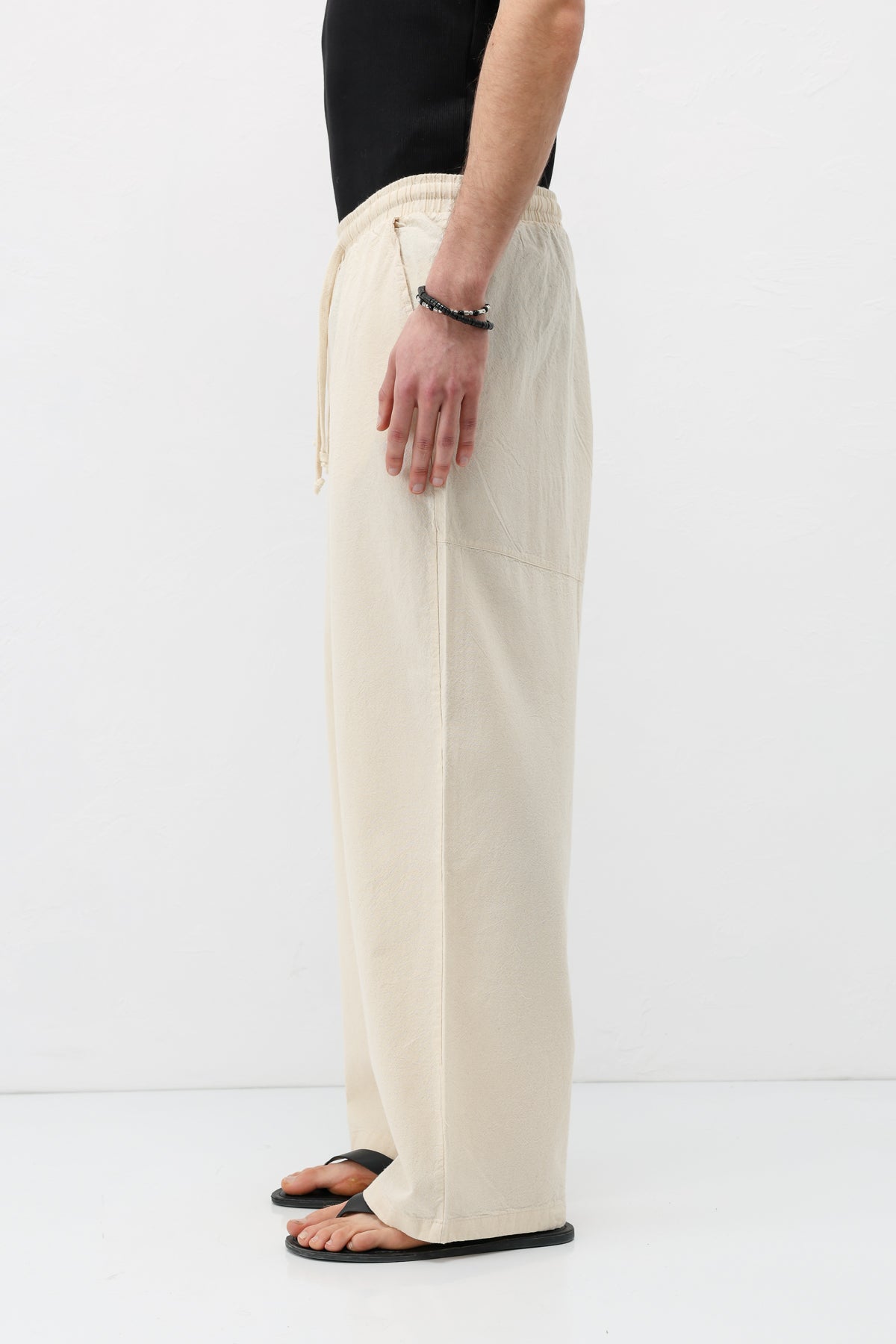 Super Baggy Fit Keten Pantolon Natural