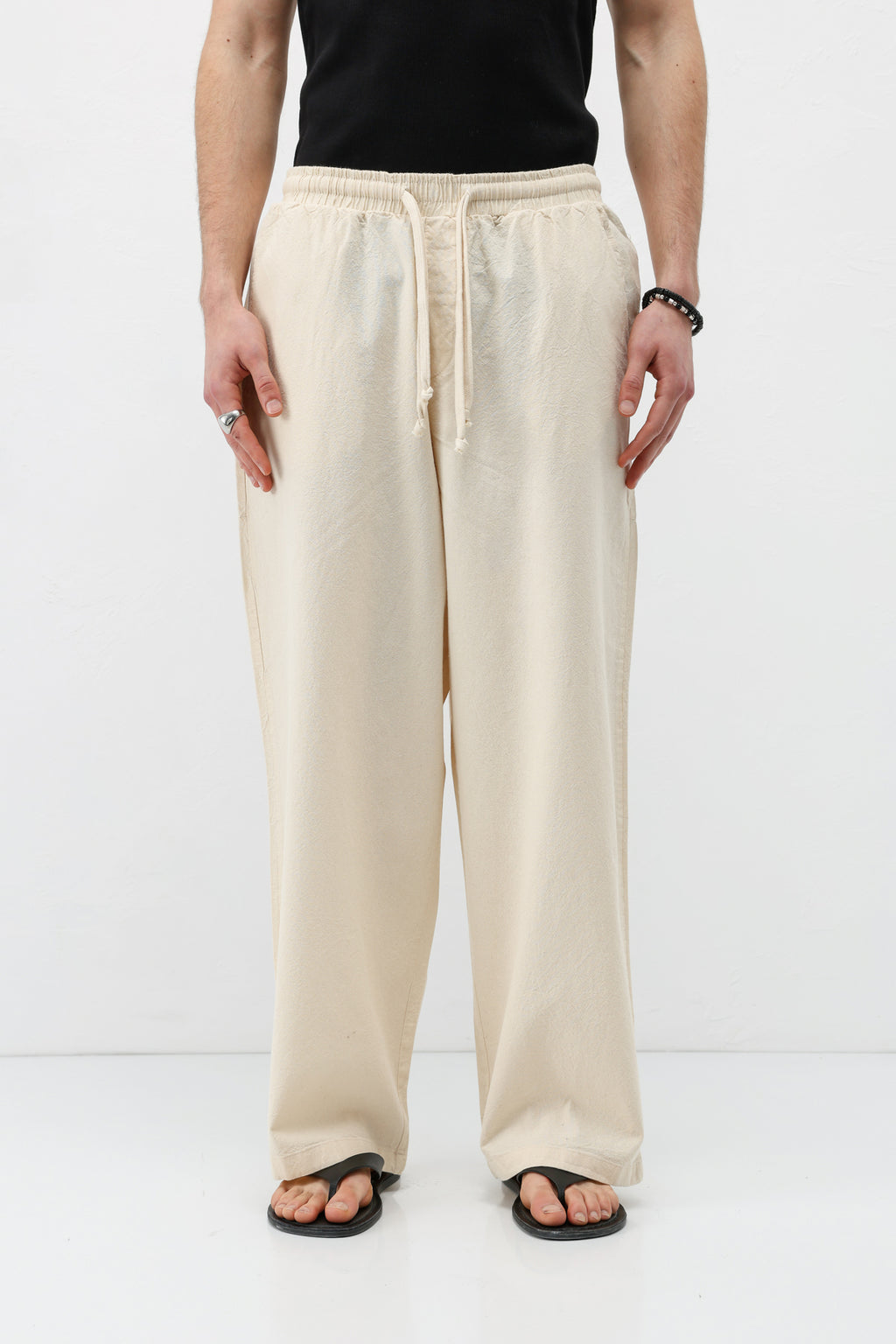 Super Baggy Fit Keten Pantolon Natural