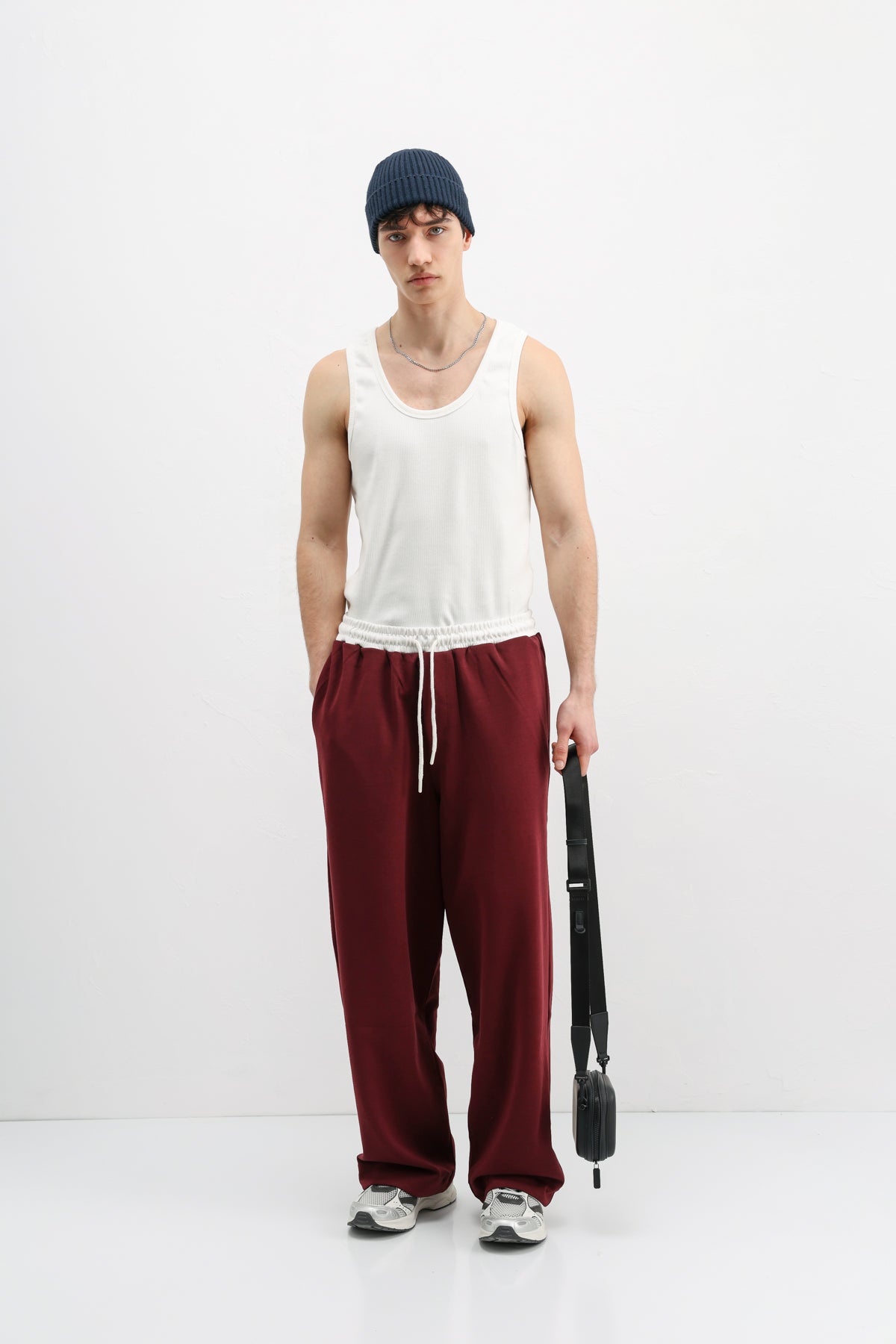 Baggy Fit Eşofman Alt Bordo