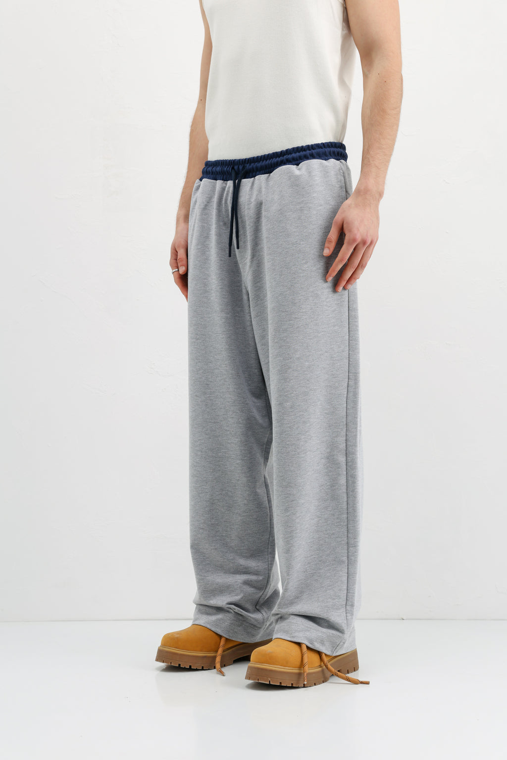 Baggy Fit Eşofman Alt Gri Melanj