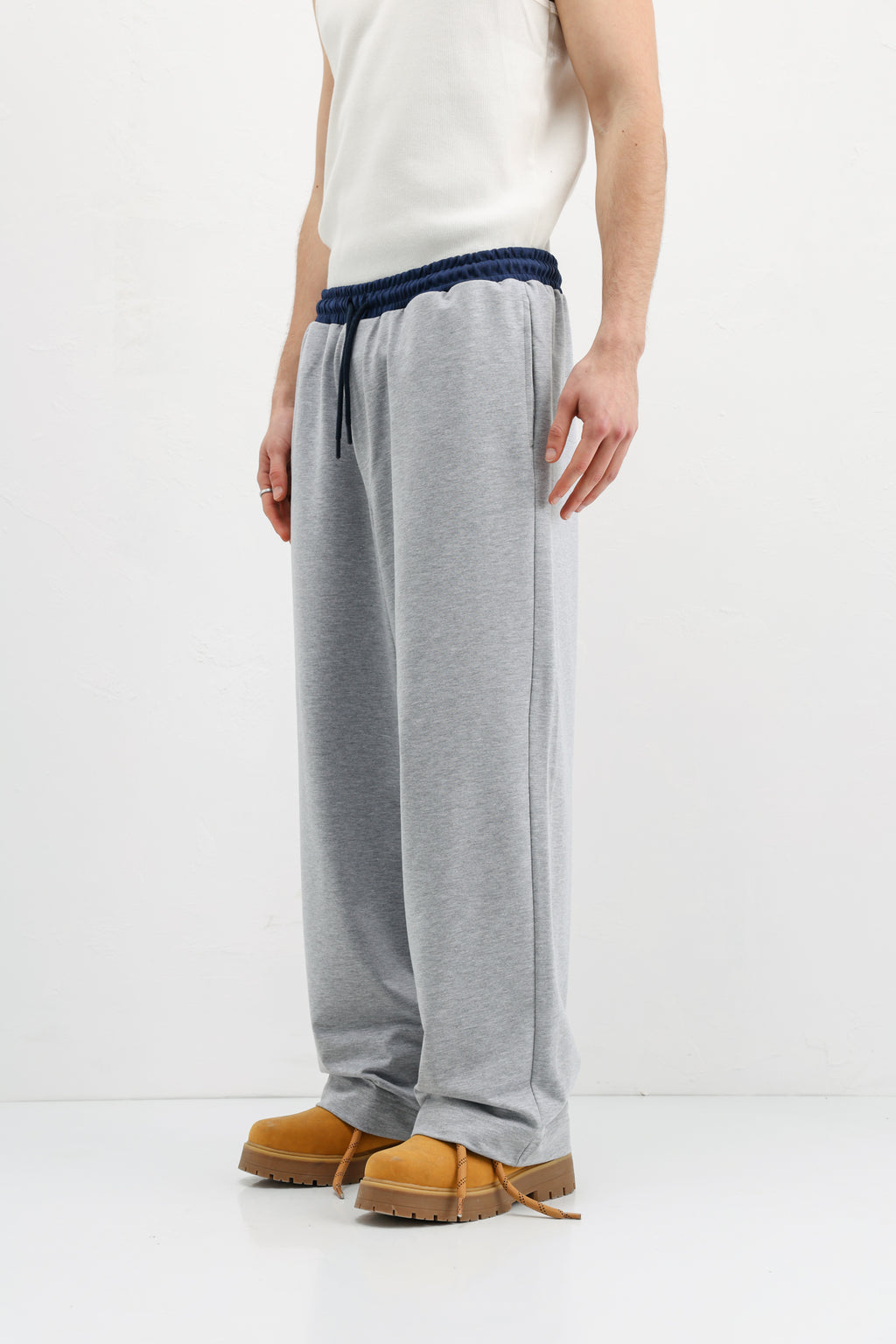 Baggy Fit Eşofman Alt Gri Melanj