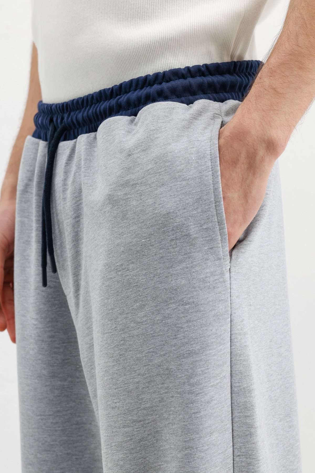 Baggy Fit Eşofman Alt Gri Melanj