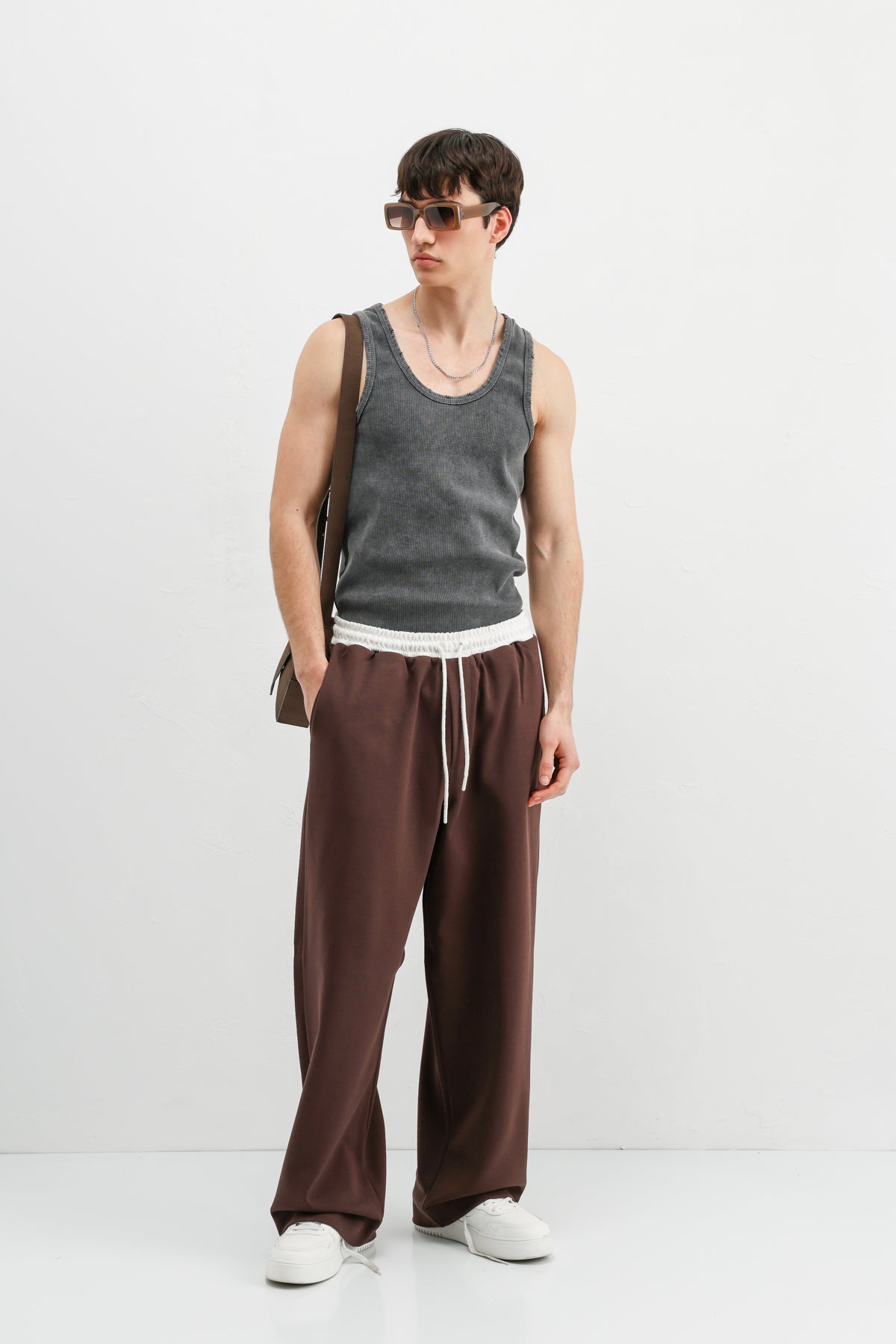 Baggy Fit Eşofman Alt Kahve