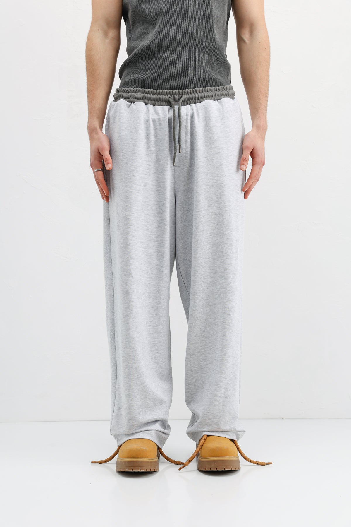 Baggy Fit Eşofman Alt Kar Melanj