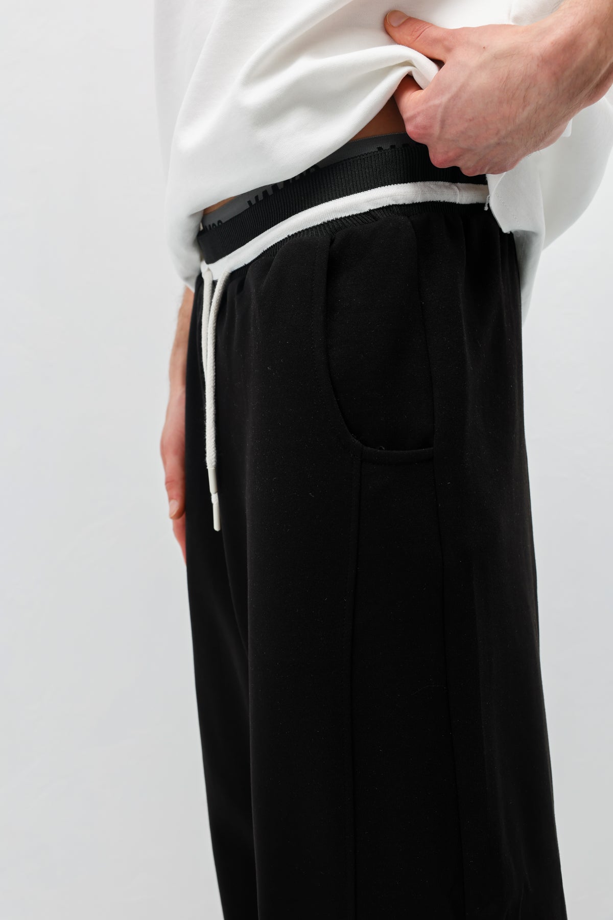 Bağcıklı Baggy Fit Eşofman Alt Siyah