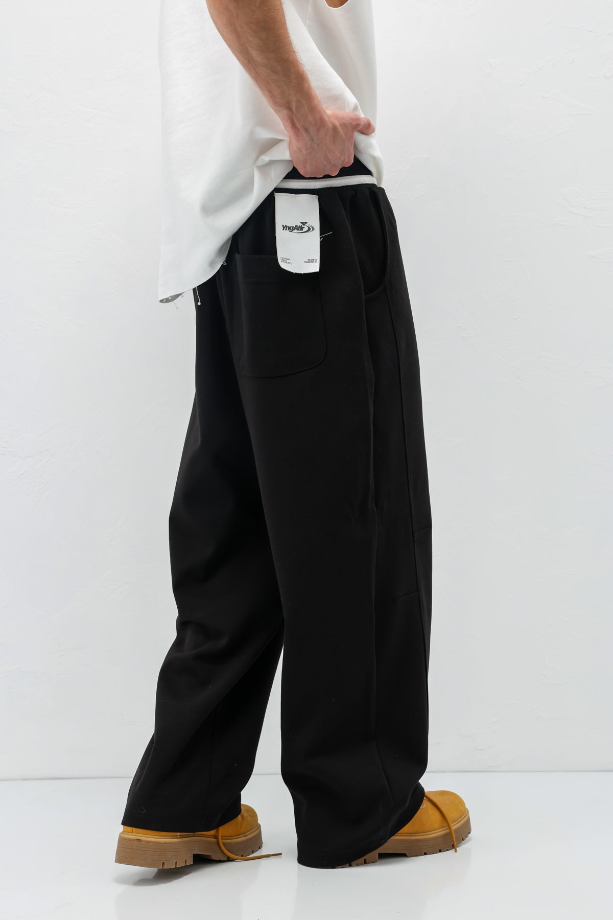 Bağcıklı Baggy Fit Eşofman Alt Siyah