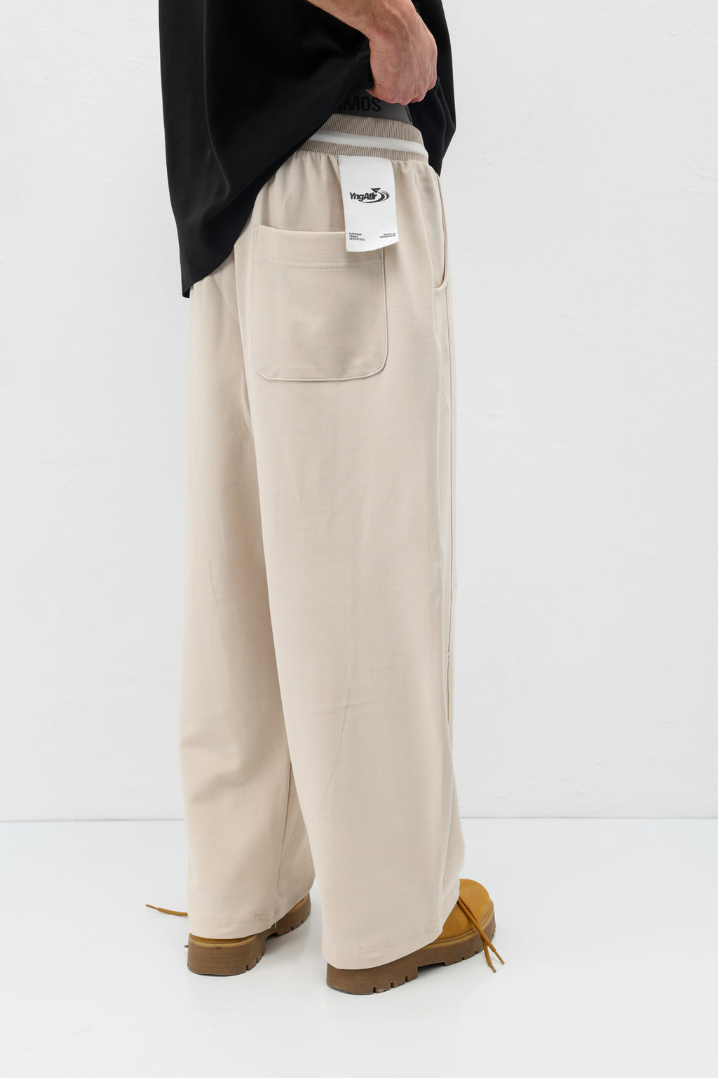 Bağcıklı Baggy Fit Eşofman Alt Taş