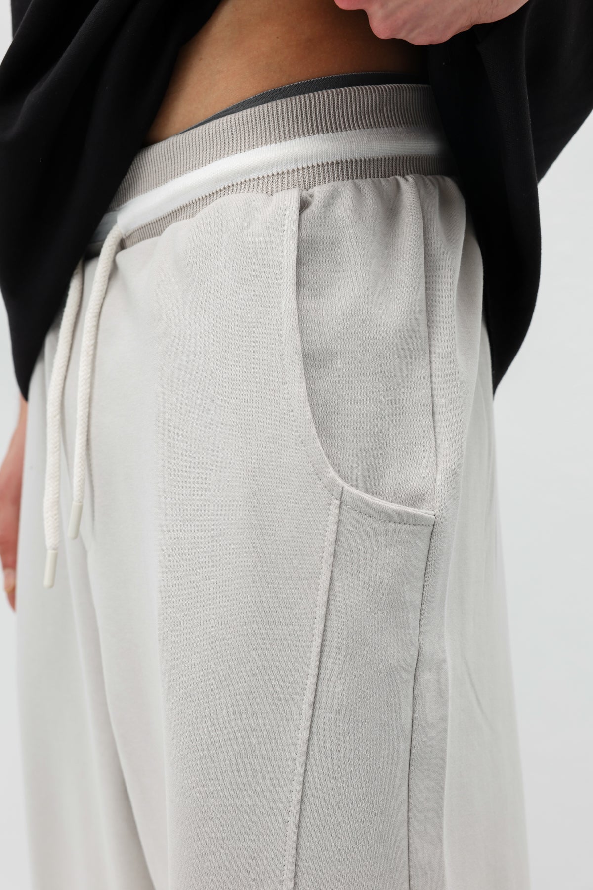 Bağcıklı Baggy Fit Eşofman Alt Buz Gri
